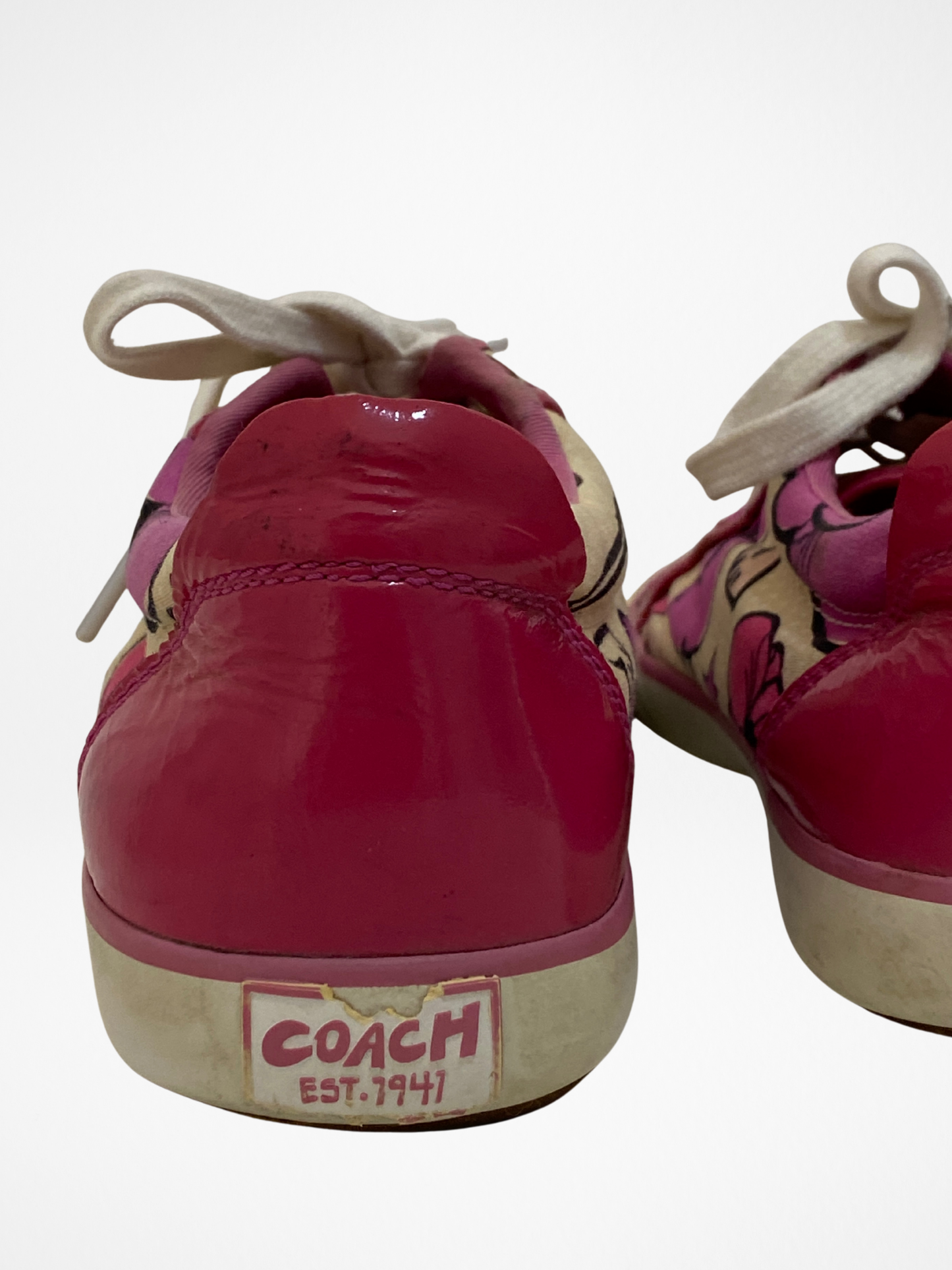 Vintage Coach Pink Floral Canvas Sneakers - 39EU