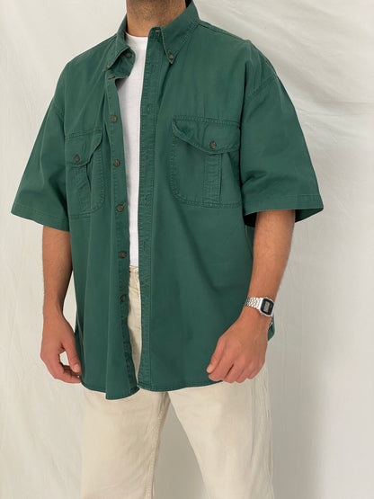 Vintage Dockers Forest Green Men’s Short Sleeve Denim Shirt – L