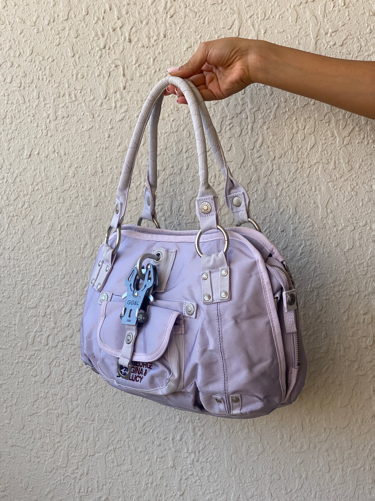 Vintage Y2K George Gina & Lucy Lilac Nylon Utility Handbag