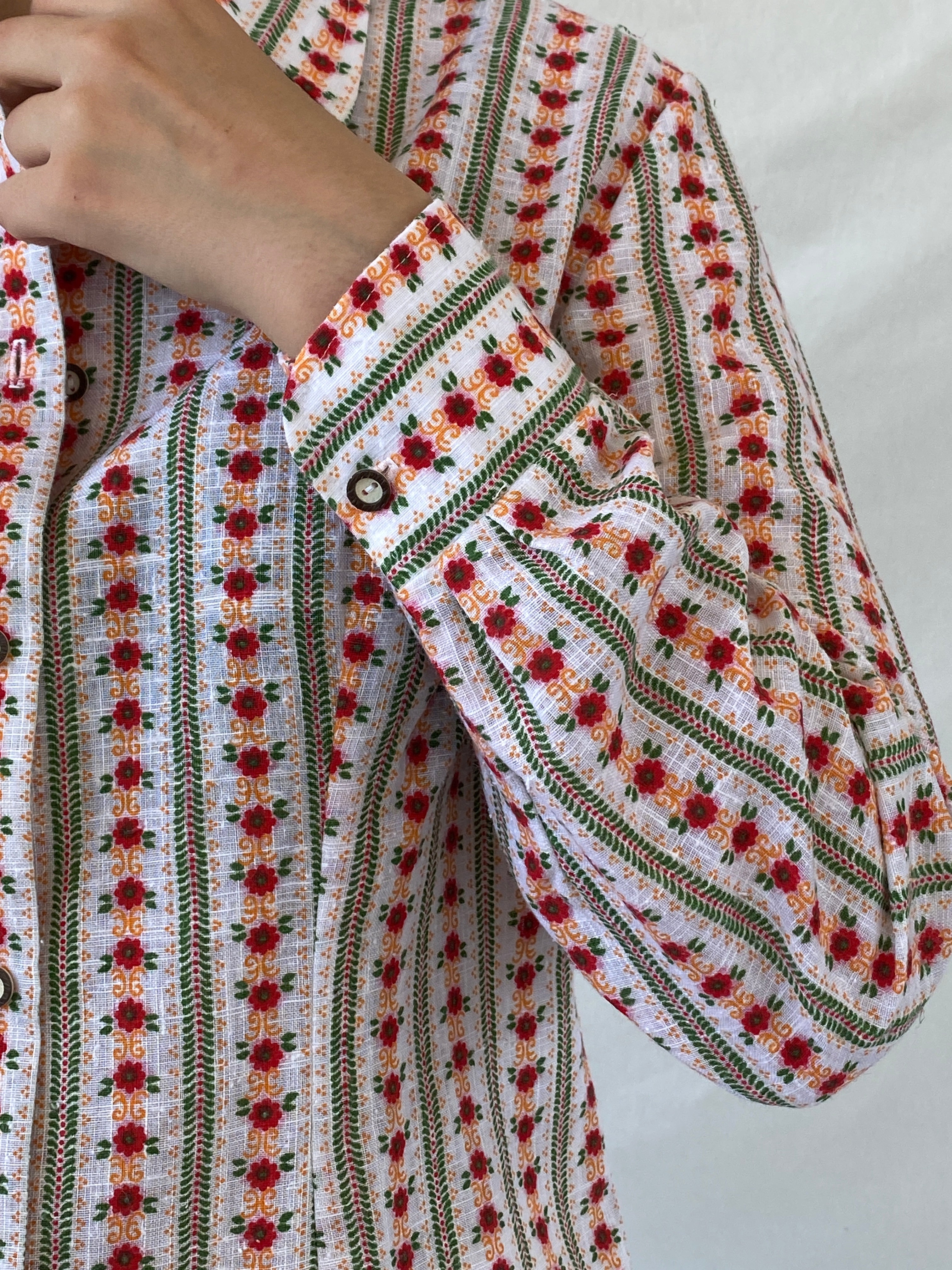 Vintage Lanz Salzburger Floral Button Up Full Sleeve Shirt - XL