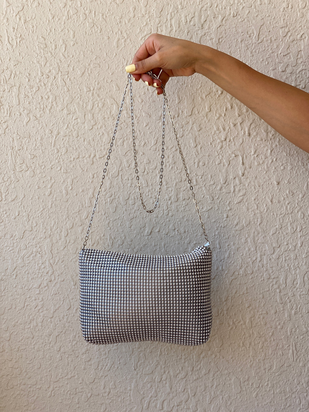 Vintage La Regale Silver Mesh Evening Bag with Chain Strap – Y2K Glam