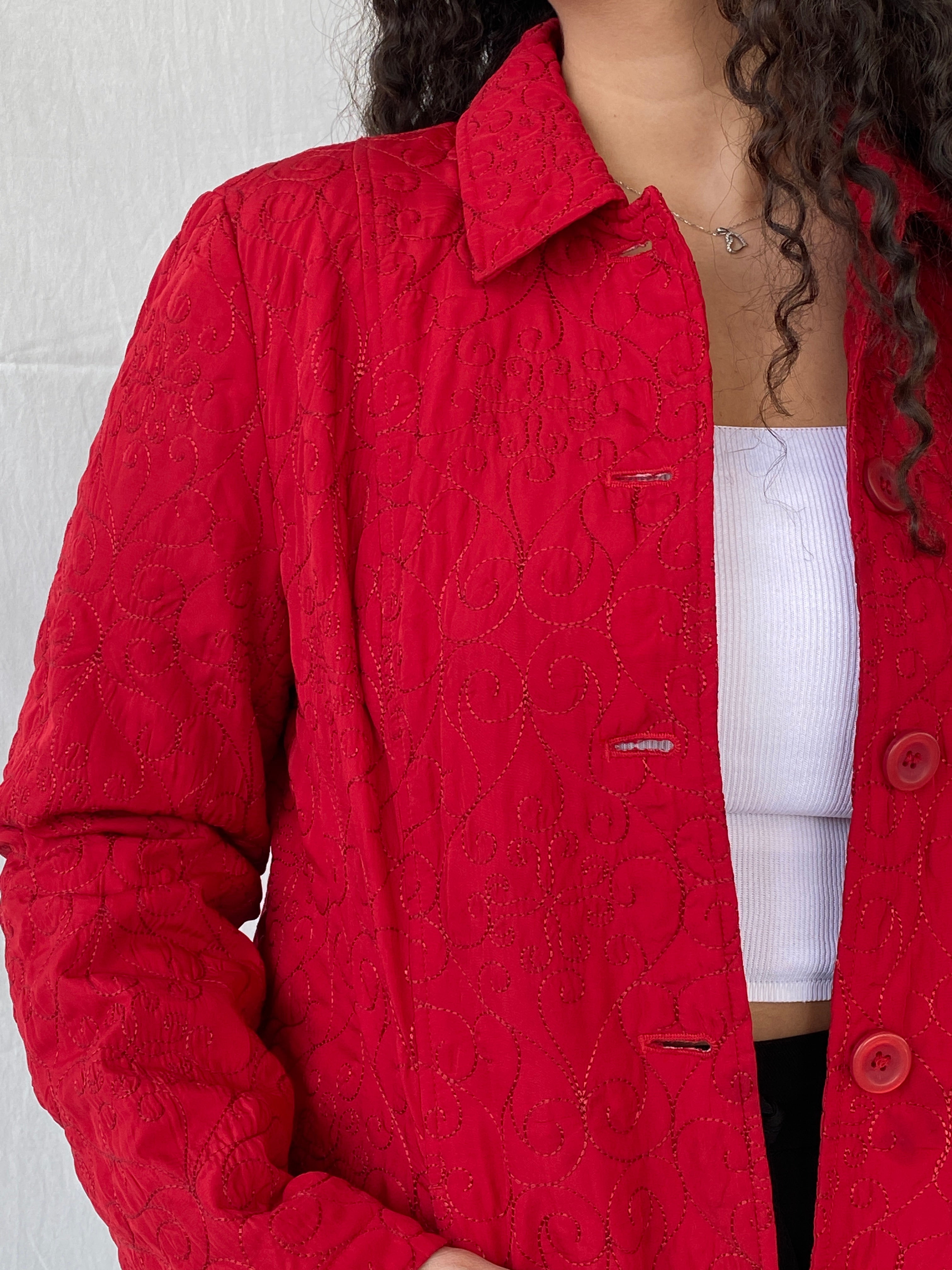 Vintage Requirements Hot Red Quilted Women’s Jacket - L