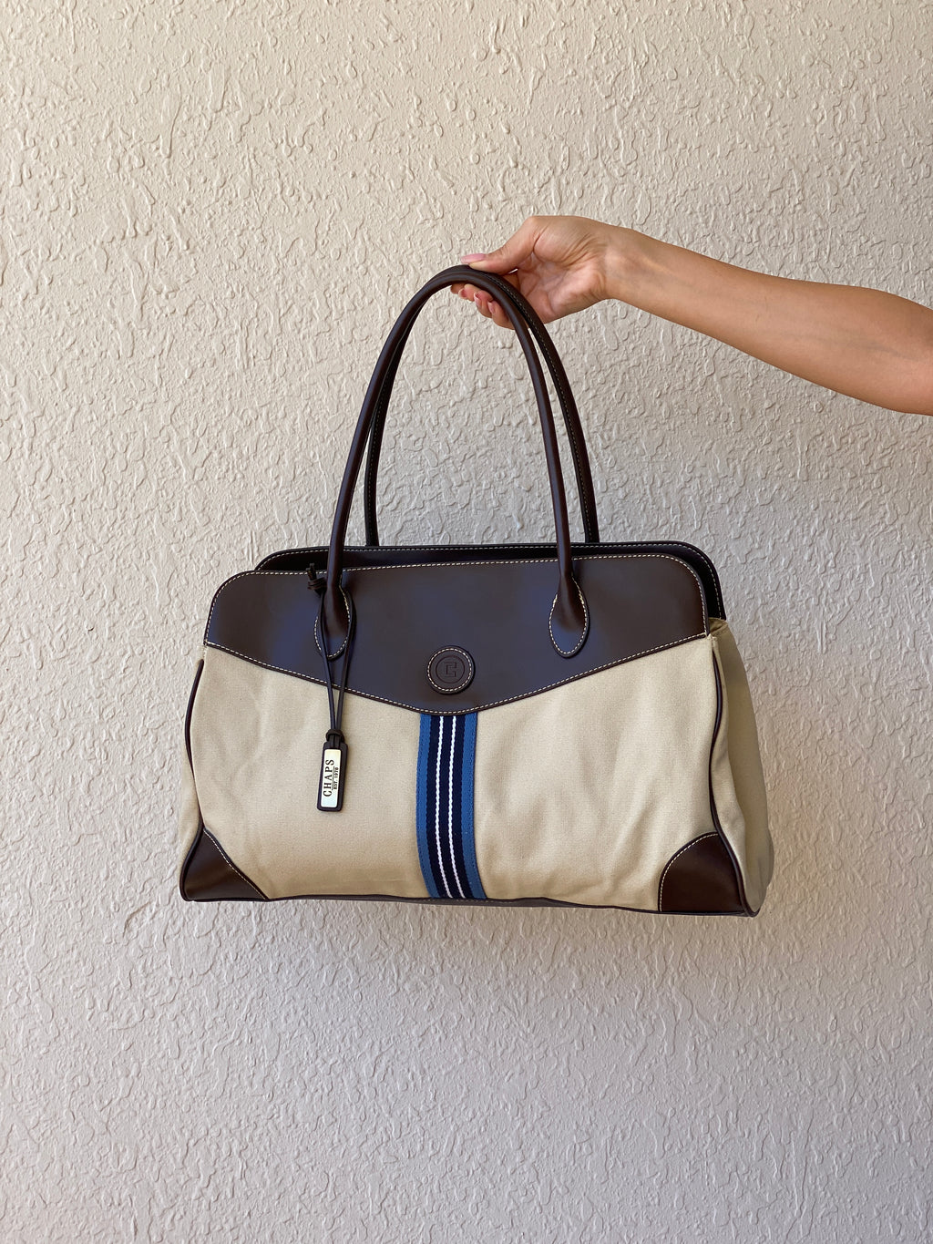 Y2K Chaps By Ralph Lauren Shoulder Bag Canvas & Vegan Leather Purse