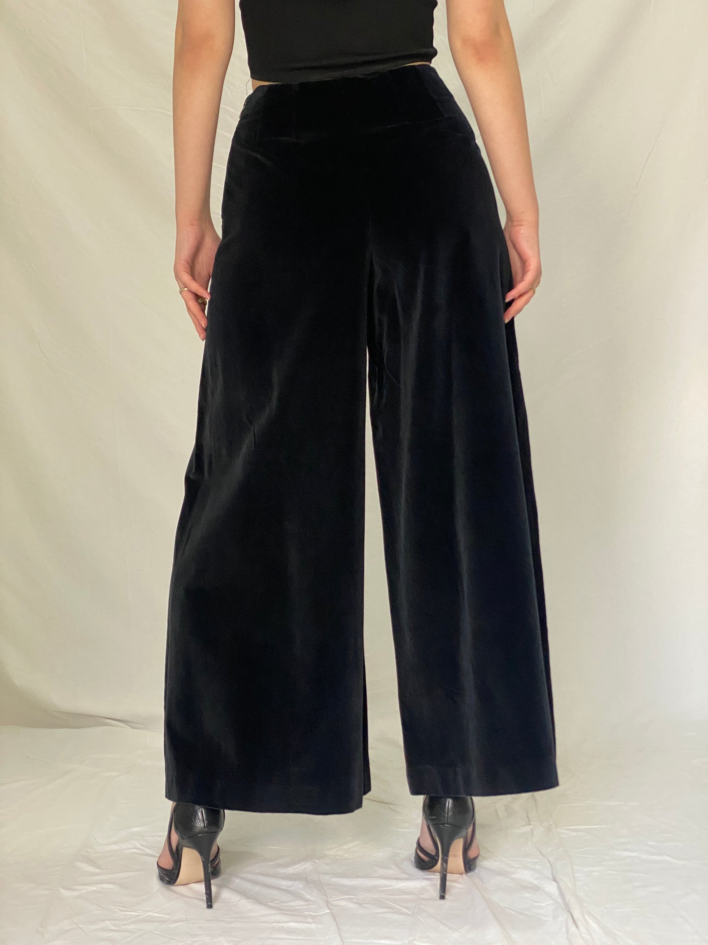 Vintage 90s Princeton for Daniel Jones Dark Navy Velvet Wide Leg Formal Trousers - M