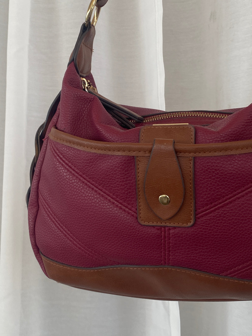 حقيبة كتف روزيتي الجميلة باللونين الأرجواني والبني للاستخدام اليومي