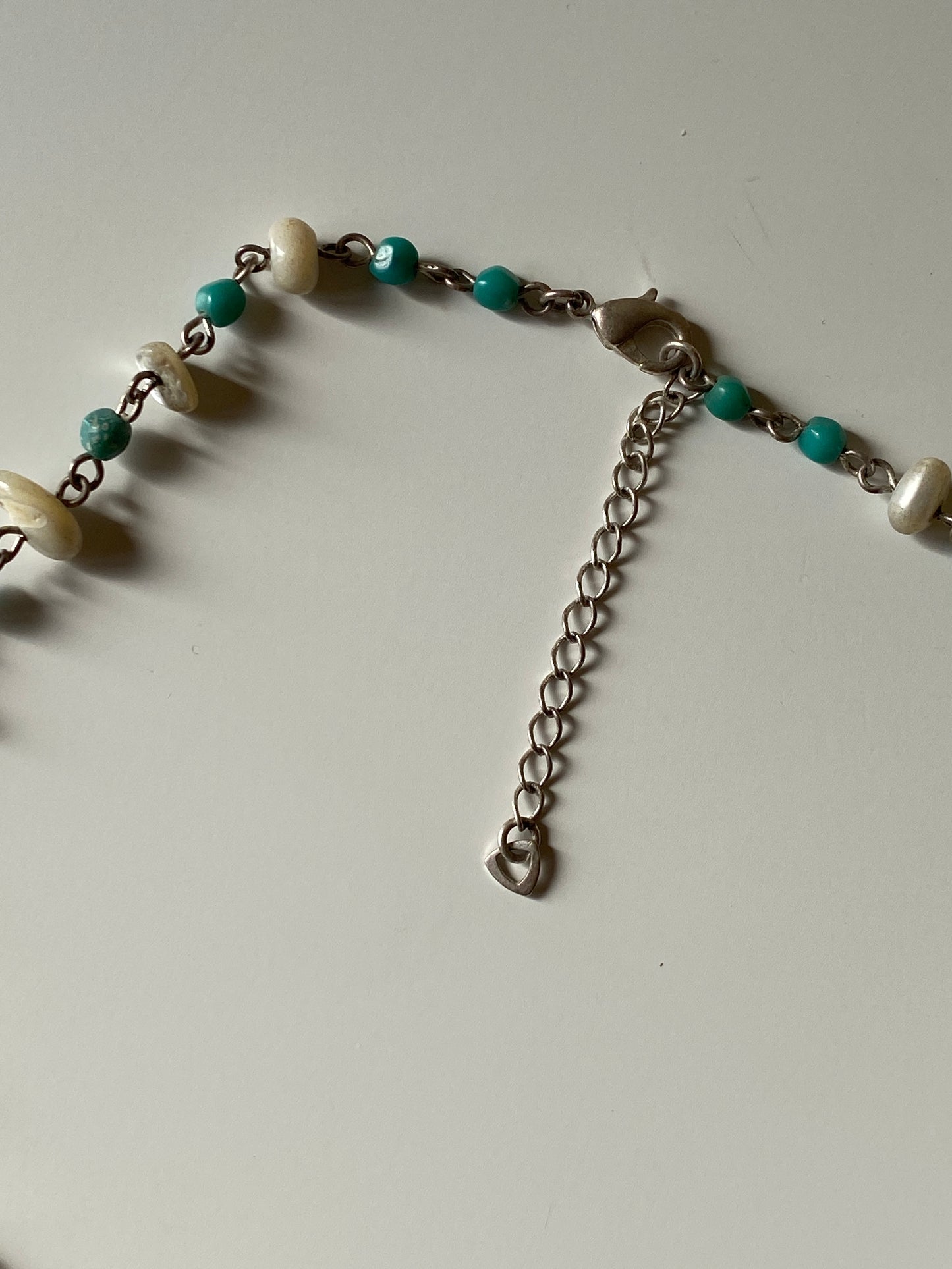 Vintage Yellow Stone Pendant Turquoise Beaded Chain Necklace Boho 90s Artisan Style Jewelry