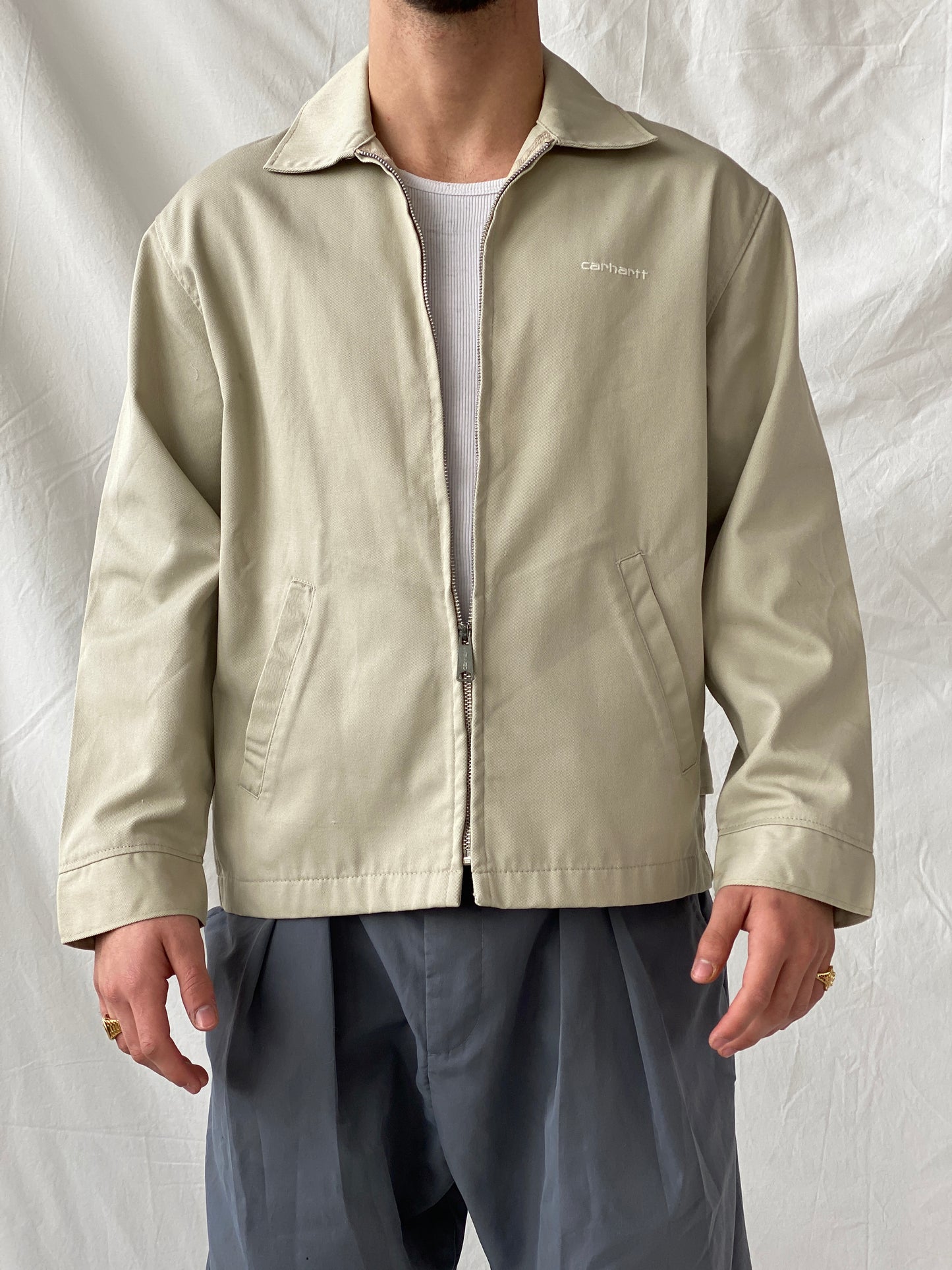 Vintage Carhartt Workwear Men’s Beige Zip Up Light Aspen Jacket - M