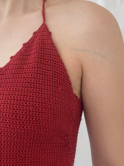 Wet Seal Red Knitted Halter Top - S