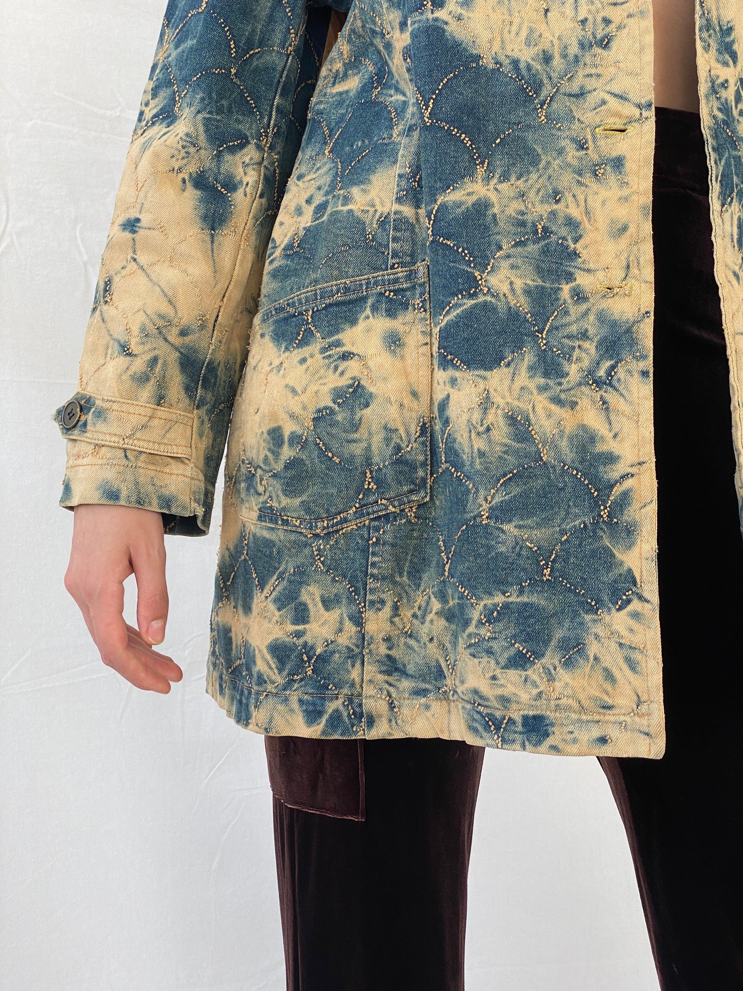 Vintage Bovona Tie Dyed Denim Coat - L