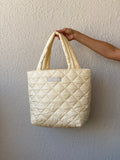 Donna Karan Cashmere Mist Cream Quilted Tote Shoulder Bag
