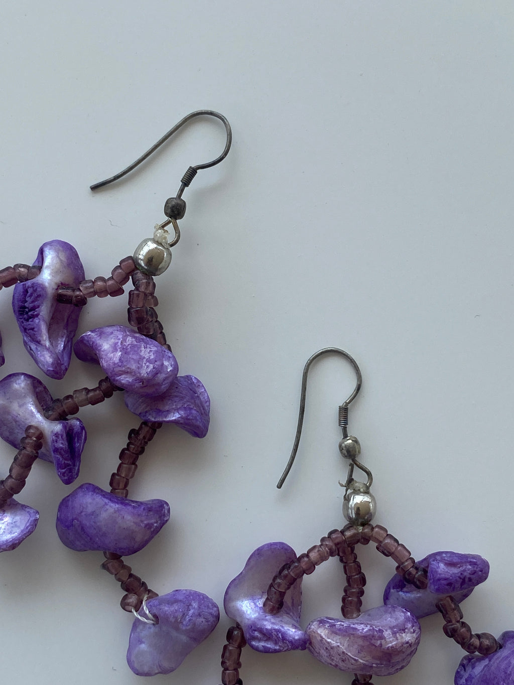Y2K Purple-Toned Beaded Waterfall Earrings
