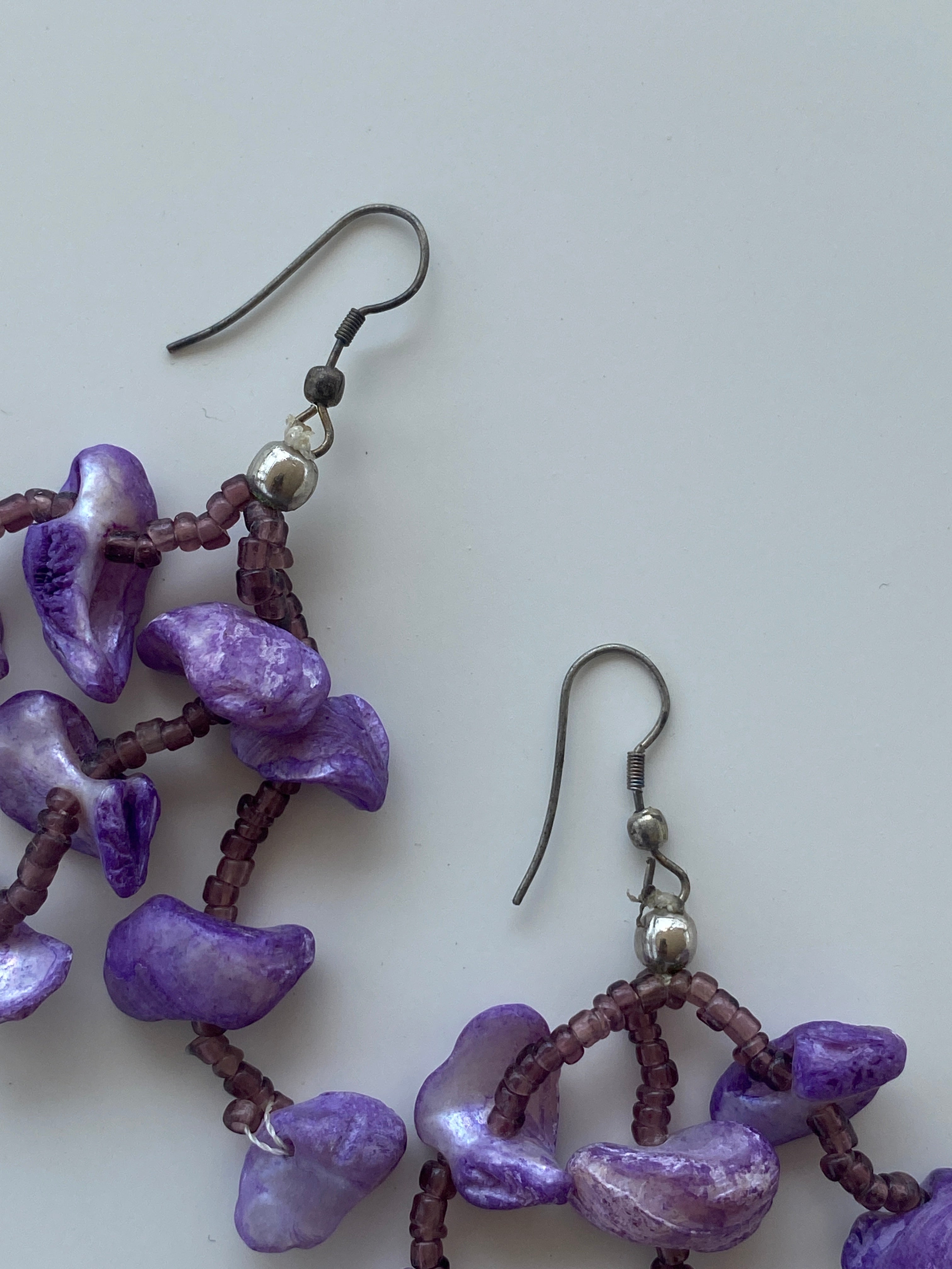 Y2K Purple-Toned Beaded Waterfall Earrings