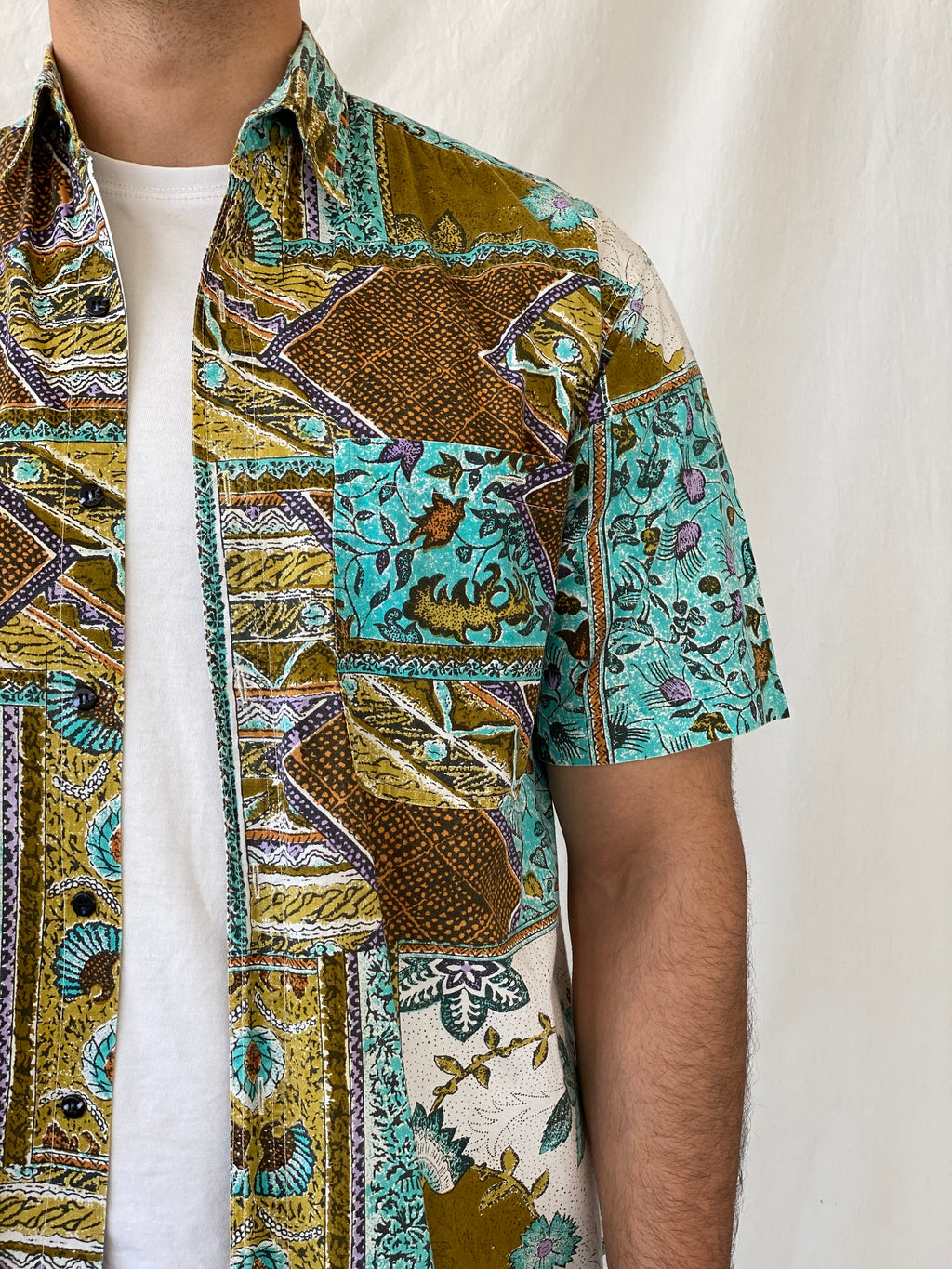 Vintage Christopher Barnes International Half Sleeve Button Down Men’s Printed Shirt - M