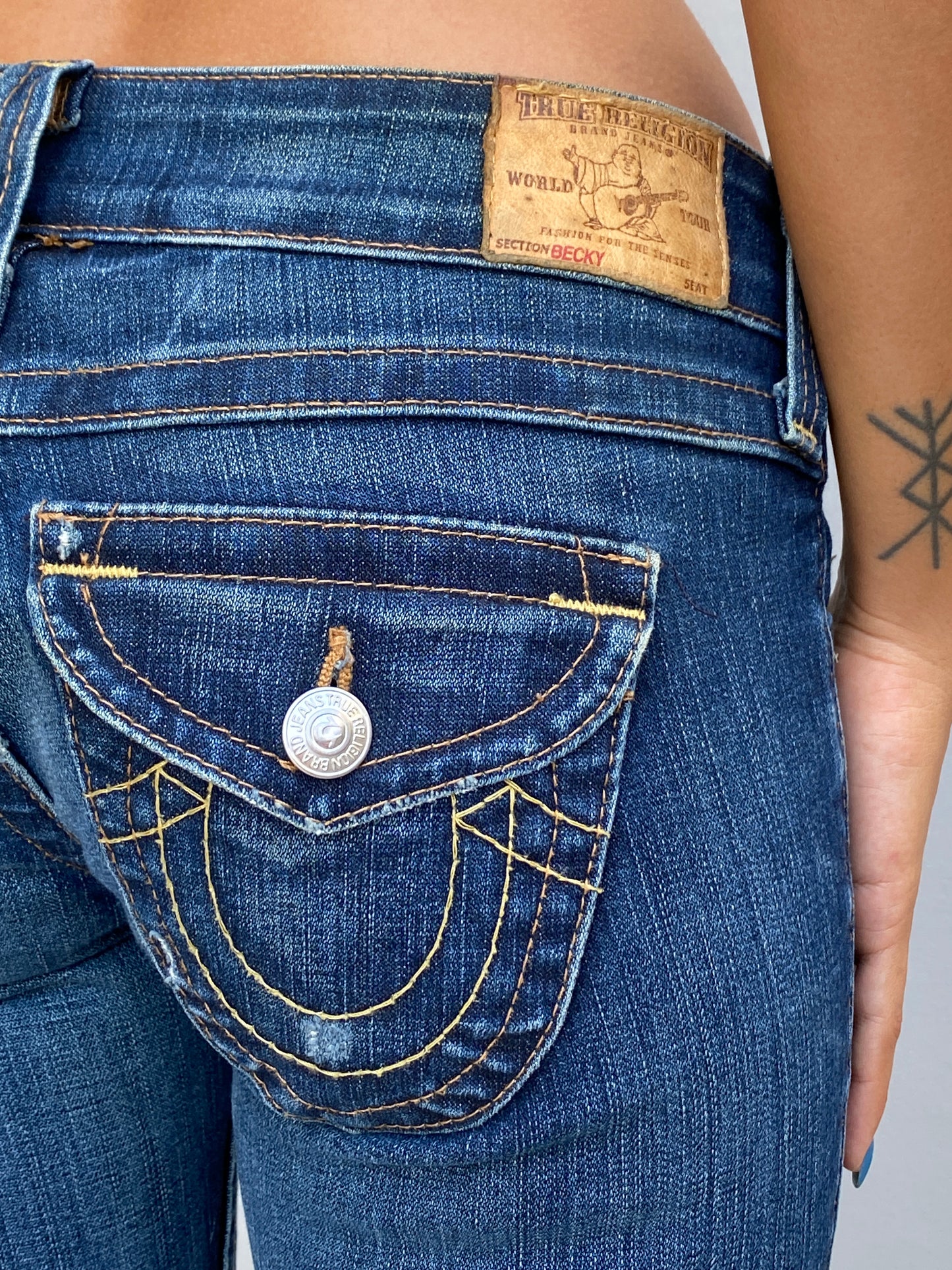 Vintage Y2K True Religion Joey Flap Pocket Low Rise Bootcut Jeans - 34EUR
