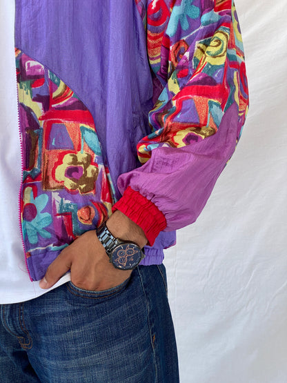 Vintage 80s/90s Profile Multi-Colored Windbreaker Jacket - L