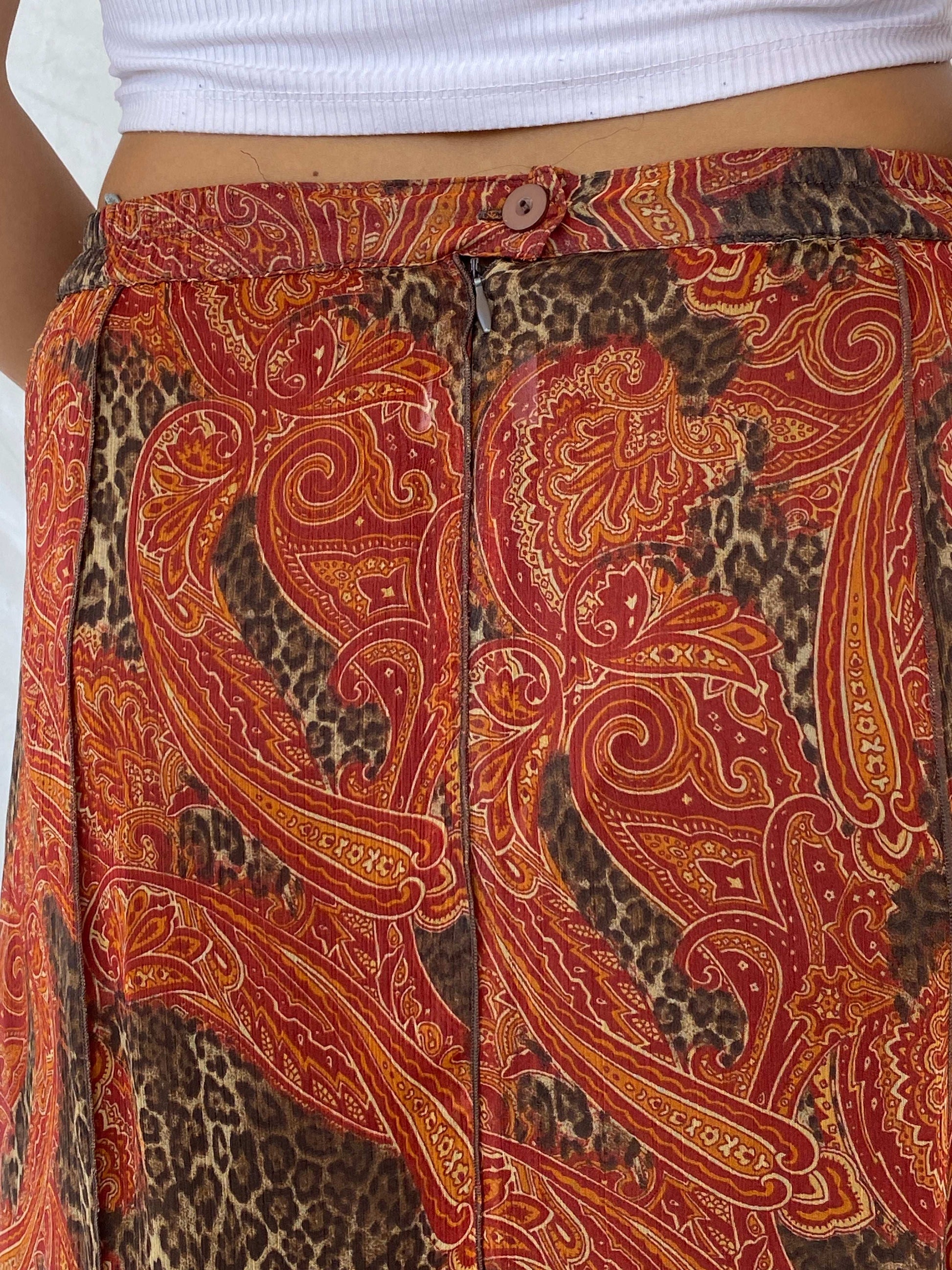 Vintage 90s Gelco Orange Midi Skirt Size XL - Balagan Vintage Midi Skirt 00s, 90s, animal print, Dina, floral skirt, midi skirt, NEW IN