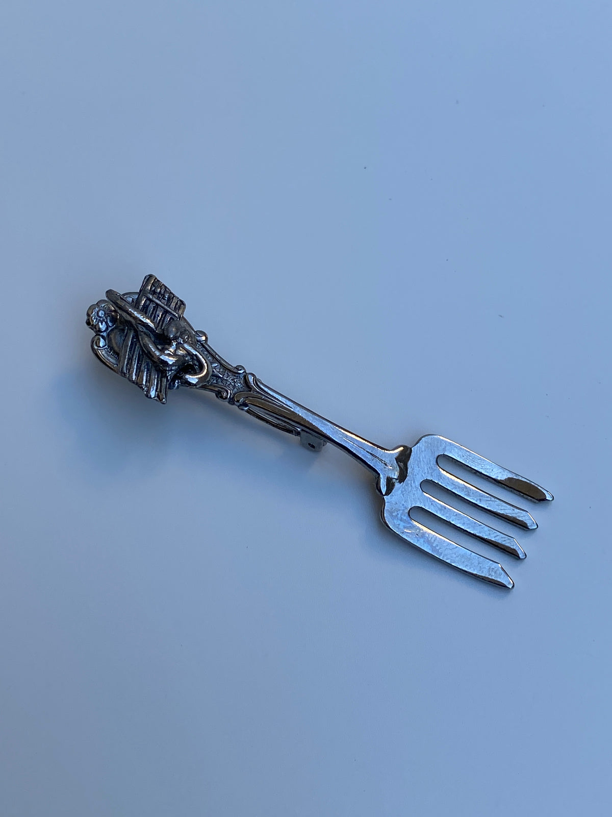 Vintage Silver Tone Fork Brooch Figural Cutlery Lapel Pin Vintage Silver Tone Fork Brooch Figural Cutlery Lapel Pin