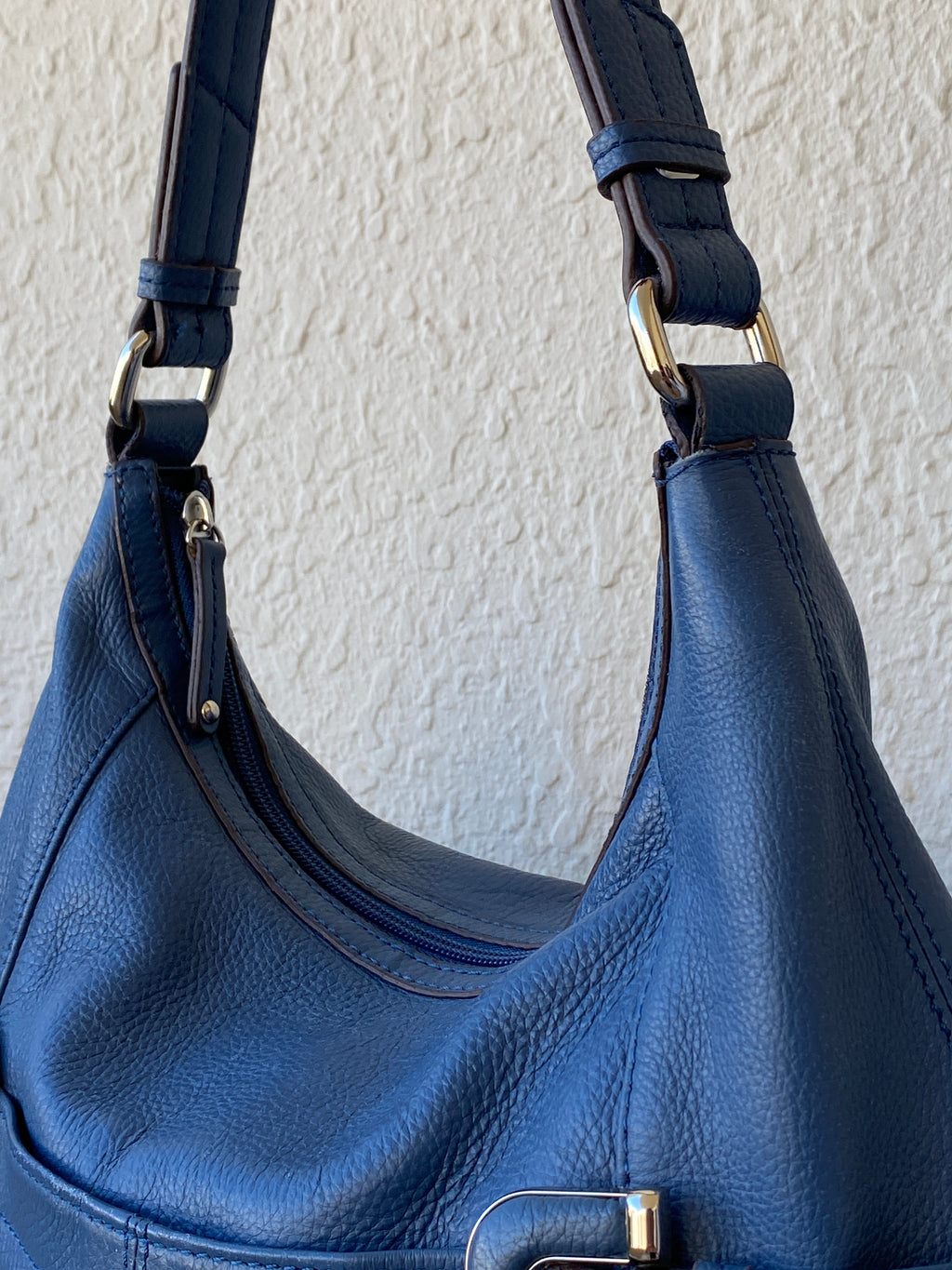 Vintage Tignanello Blue Purse Genuine Leather Hobo Shoulder Bag