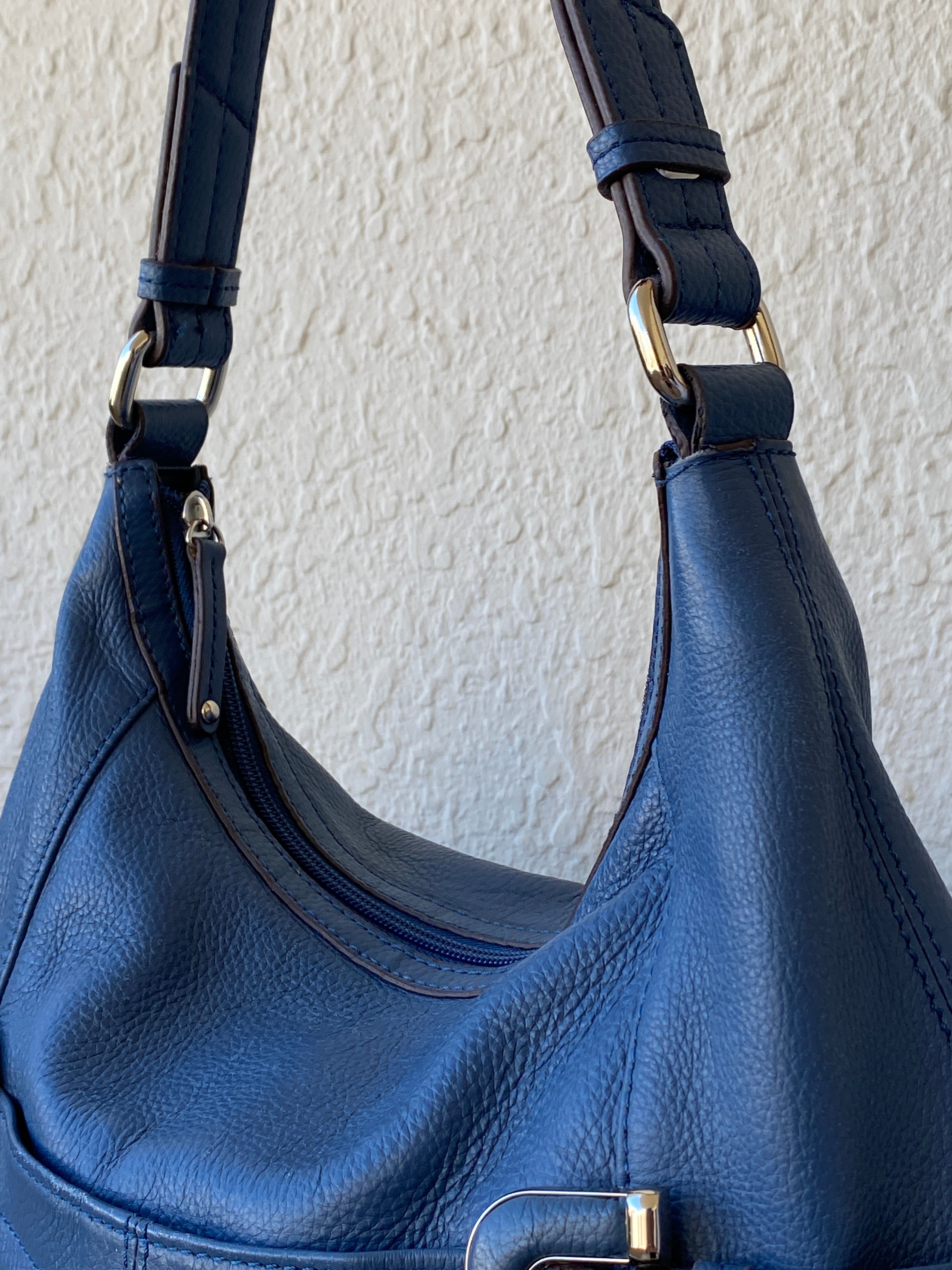 Vintage Tignanello Blue Purse Genuine Leather Hobo Shoulder Bag