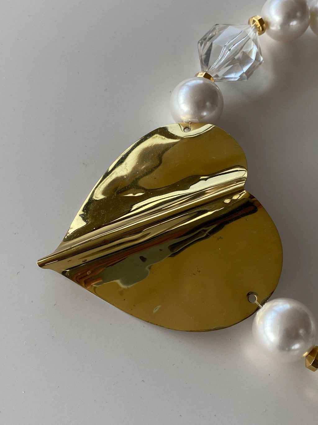 Vintage Chunky Heart Necklace With Faux Crystals - Balagan Vintage Necklace 00s, 90s, Necklace, NEW IN