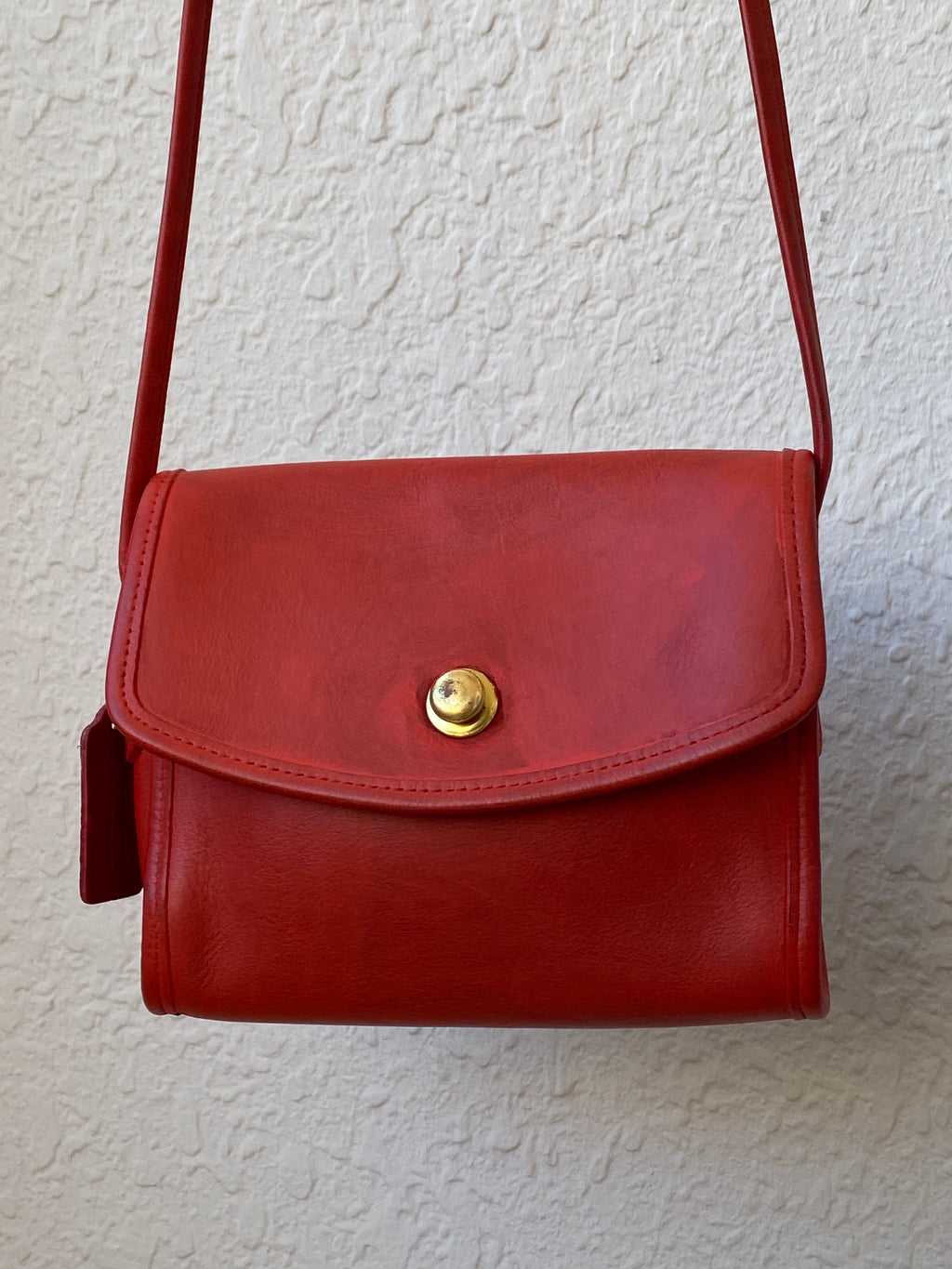 Vintage Classic Coach Chrystie Flap Red Leather Cross Body Bag