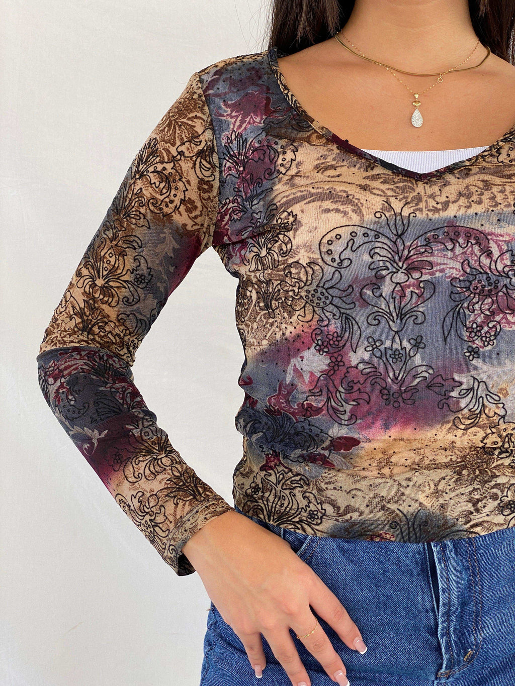 Y2K Wallis Full Sleeve Mesh Top - Balagan Vintage Full Sleeve Top 00s, 90s, consignment, full sleeve top, Isabella, NEW IN, Rama, sheer