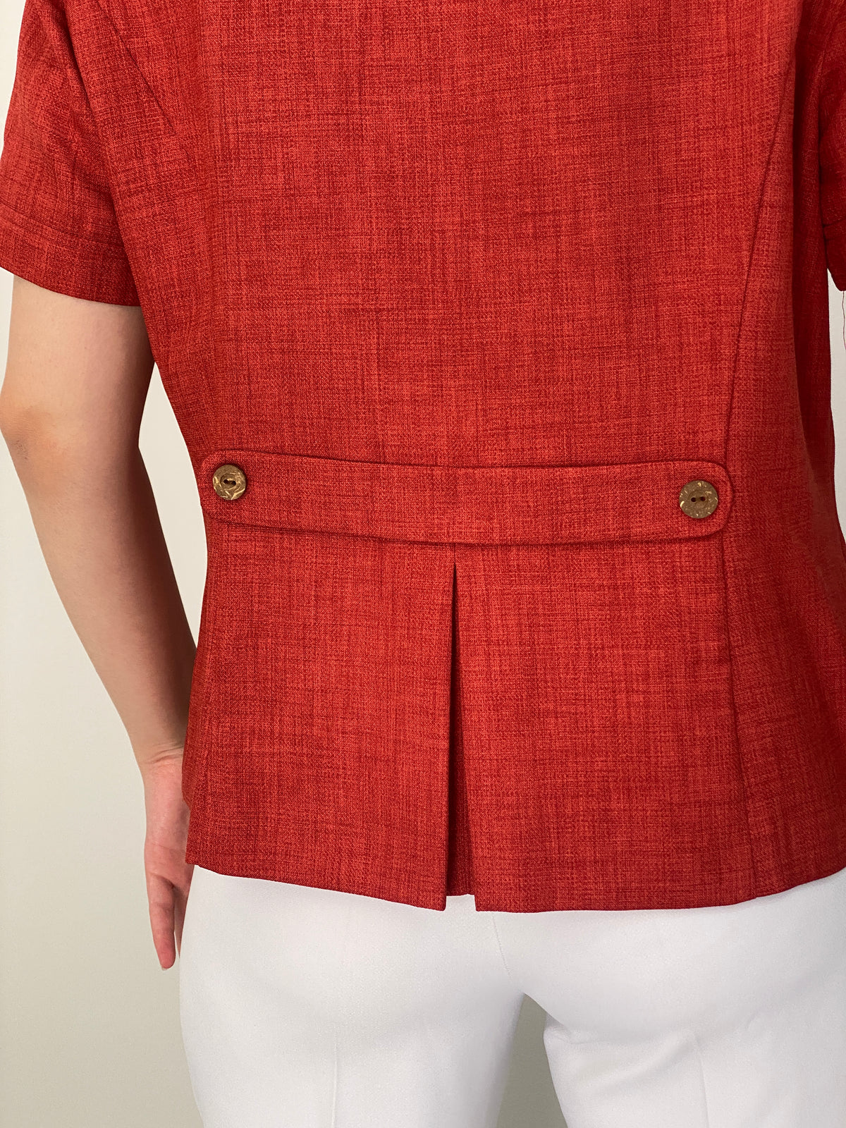 Vintage 90s Sag Harbor Red Short Sleeve Textured Button Blazer – M