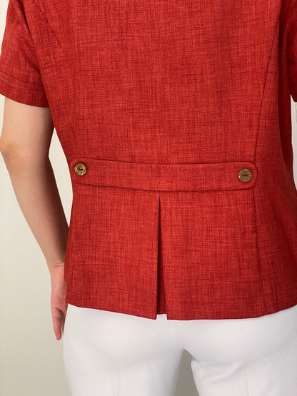 Vintage 90s Sag Harbor Red Short Sleeve Textured Button Blazer – M
