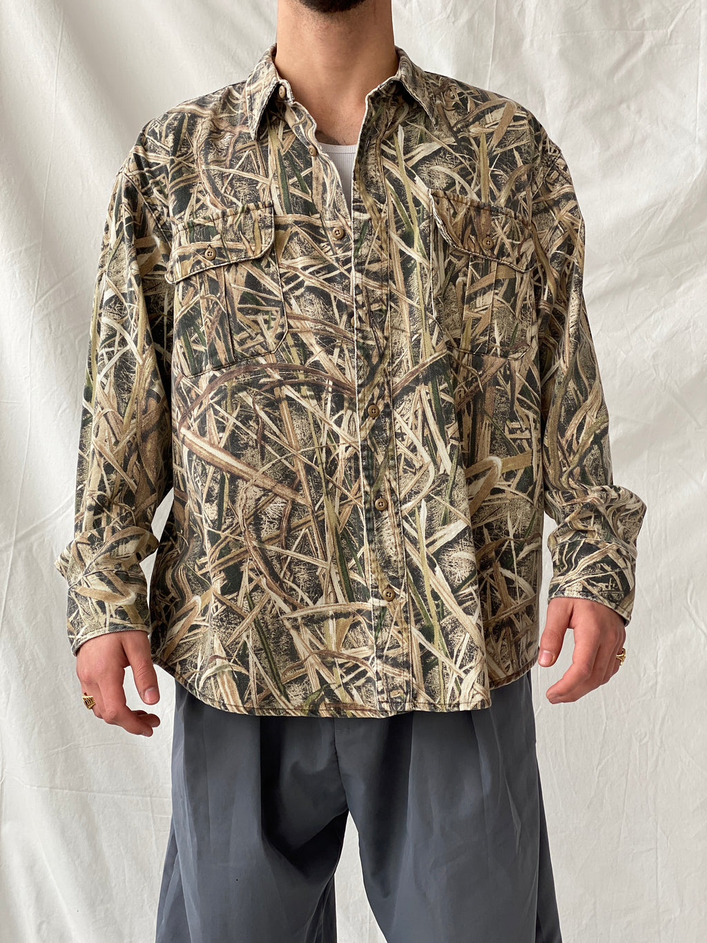 Vintage Cabela’s Men’s Camo Long Sleeve Button Down Camouflage Hunting Shirt - XL