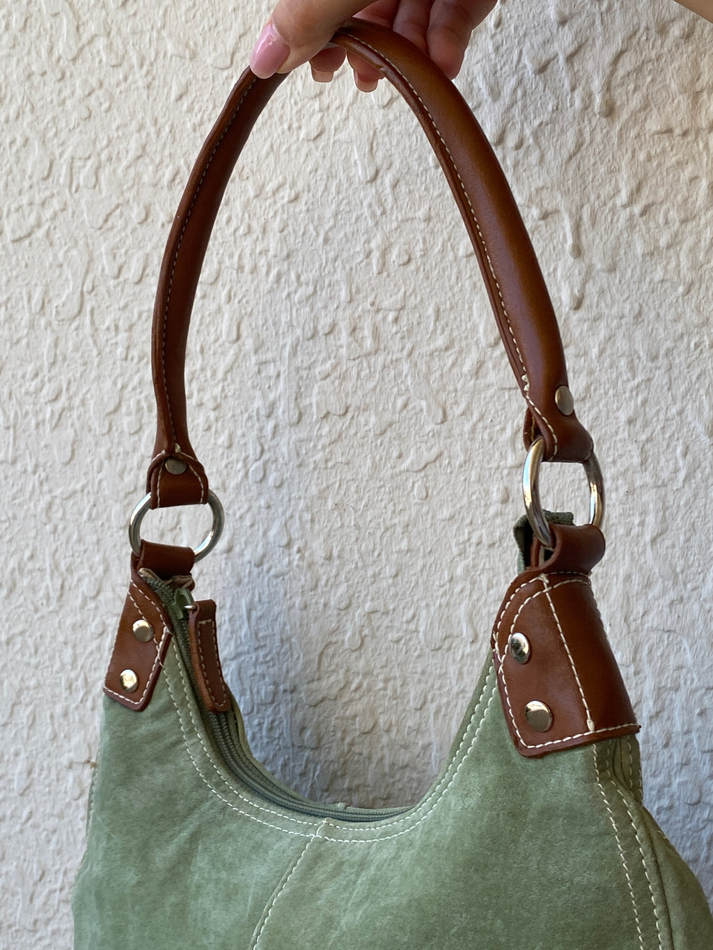 Vintage Green Genuine Suede Purse Women’s Soho Shoulder Bag