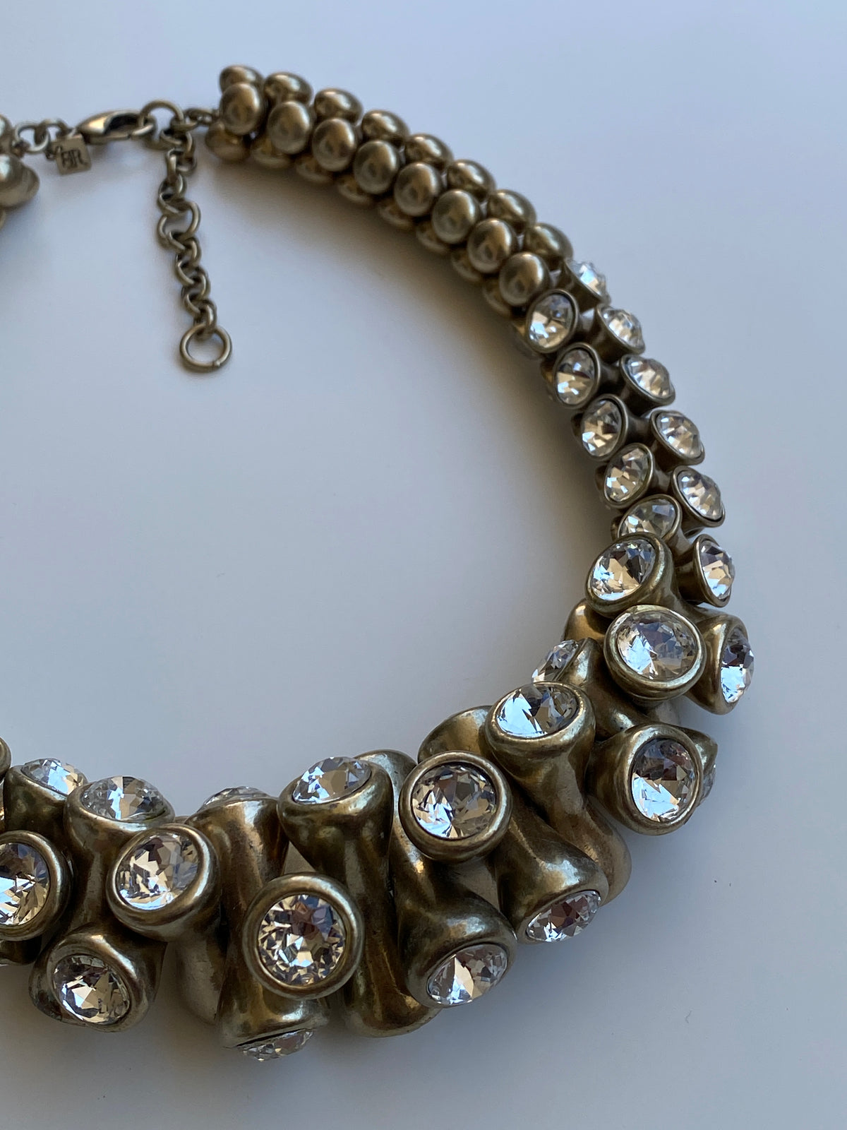 Y2K Banana Republic BR Bronze-Tone Crystal Chunky Statement Necklace Y2K Banana Republic BR Bronze-Tone Crystal Chunky Statement Necklace