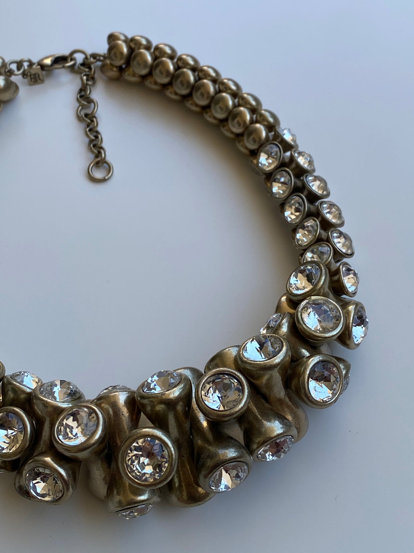 Y2K Banana Republic BR Bronze-Tone Crystal Chunky Statement Necklace