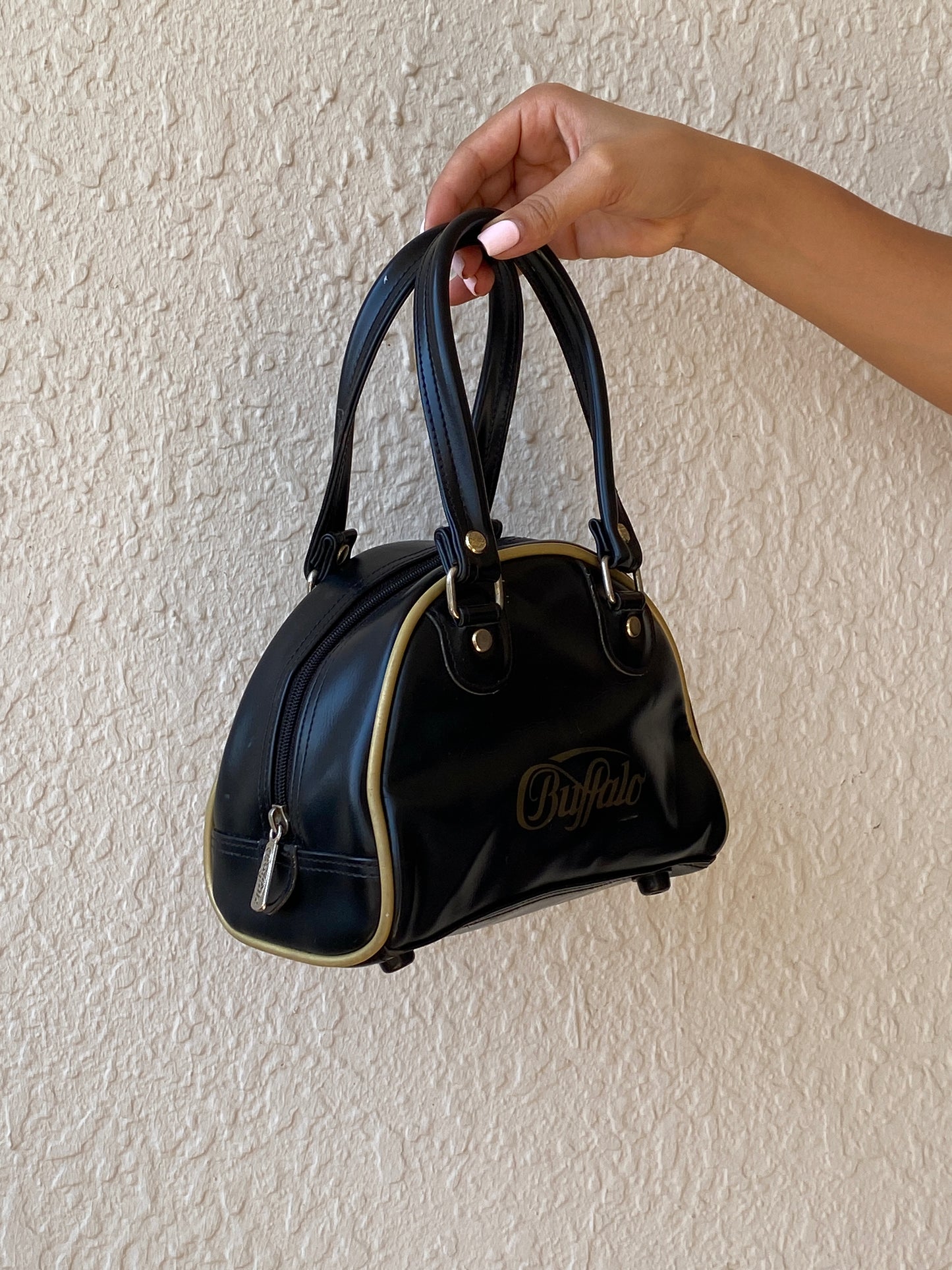 Vintage Y2K Buffalo Black & Gold Mini Bowling Bag