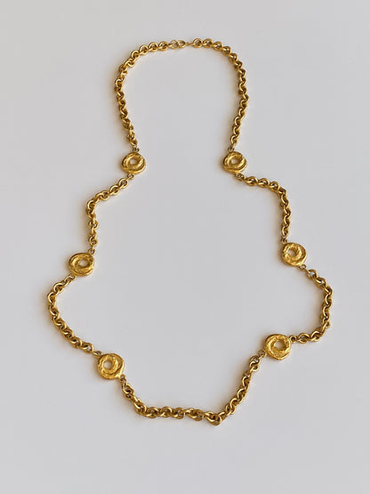 Vintage Gold-Tone Textured Link Long Necklace – Convertible Chain Belt