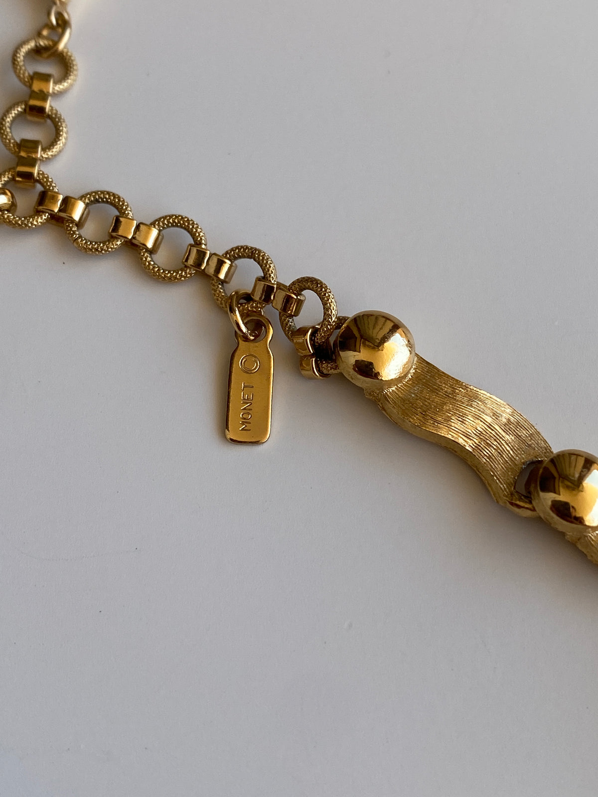 Vintage Monet Brushed Gold Wave Link Choker Necklace Vintage Monet Brushed Gold Wave Link Choker Necklace
