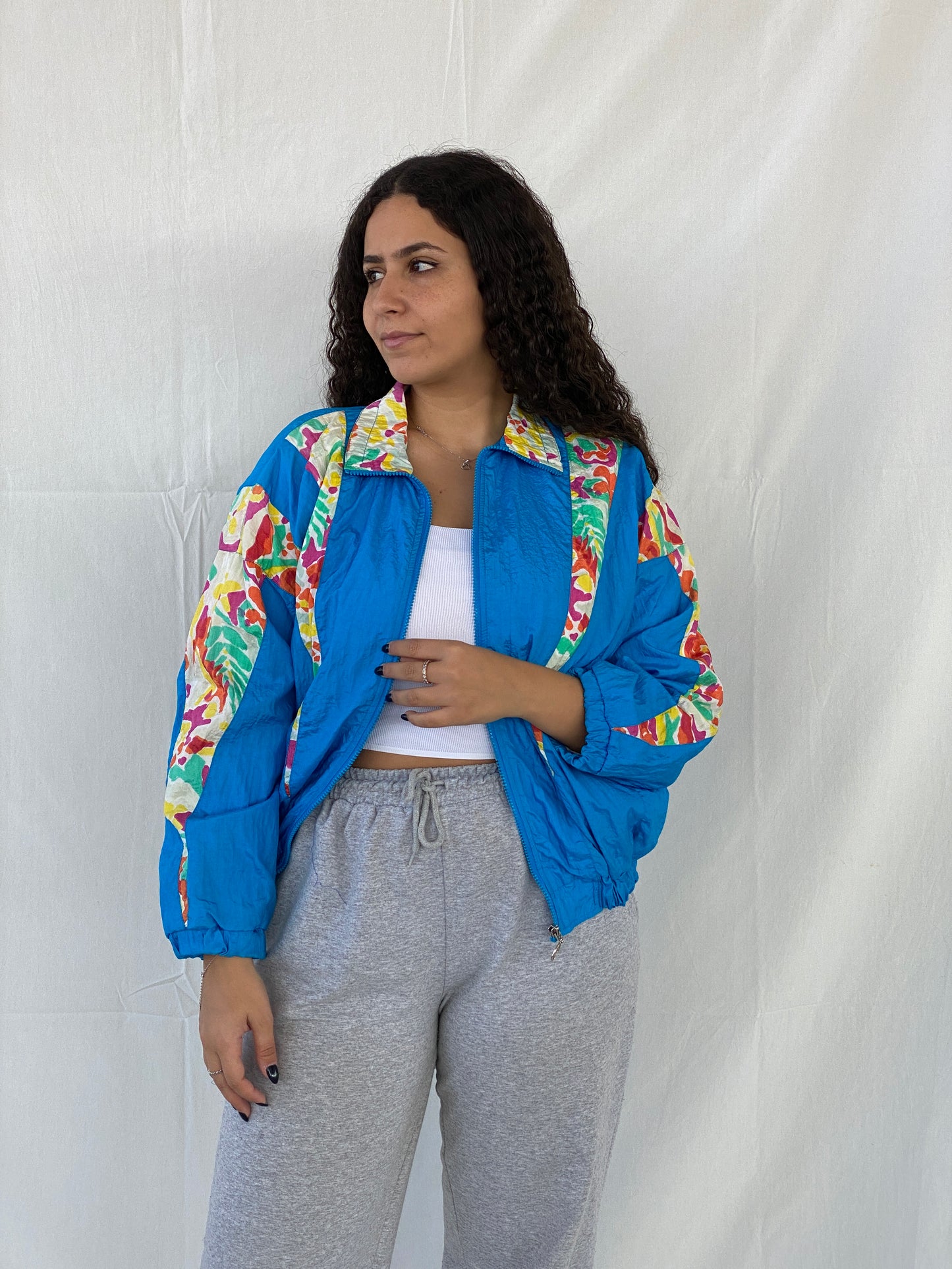 Vintage 80s/90s G Casuals Women’s Blue Windbreaker Track Jacket - S