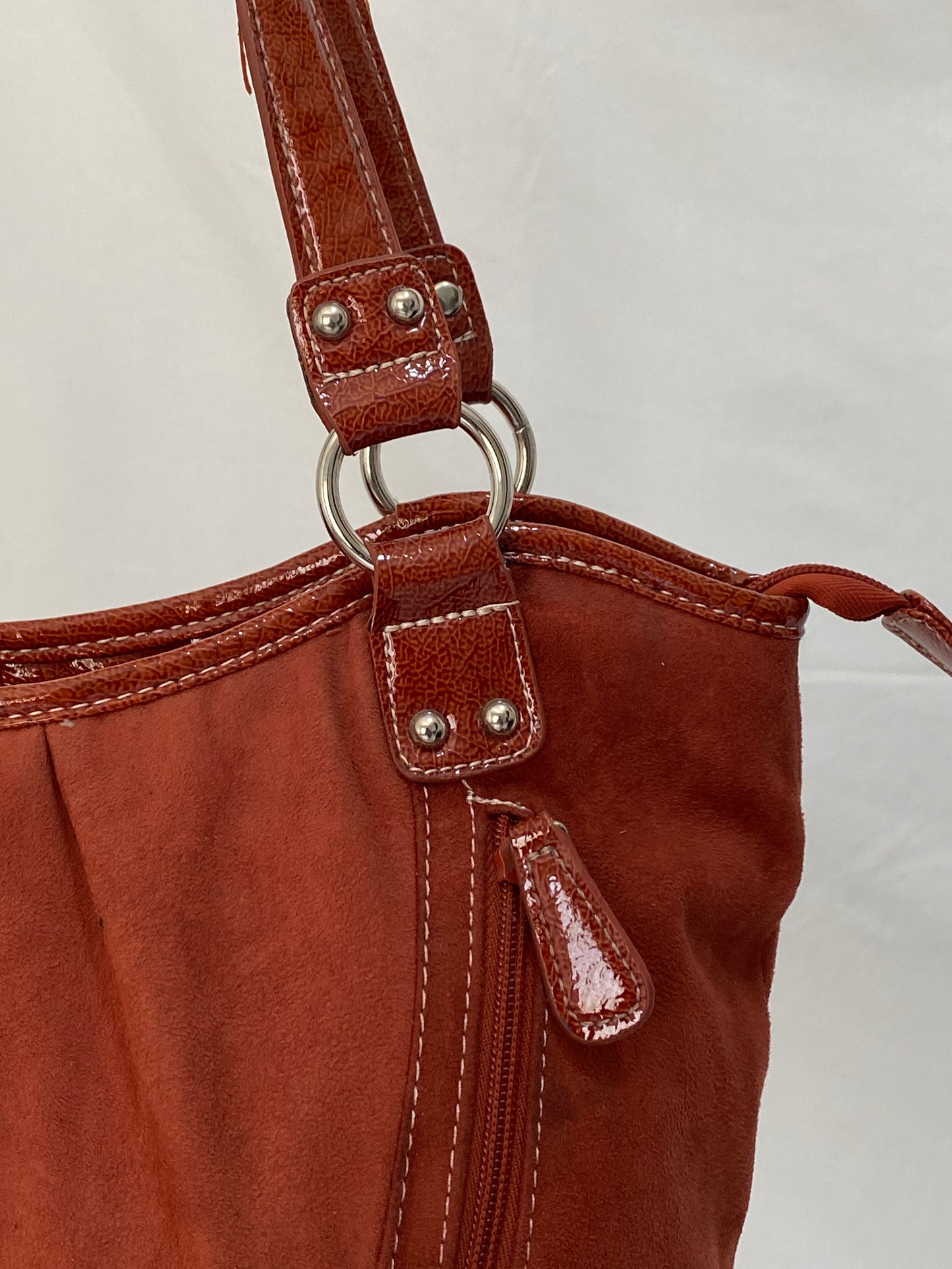 Vintage Alfred Dunner Faux Suede Shoulder Bag Tote with Double Ring Handles