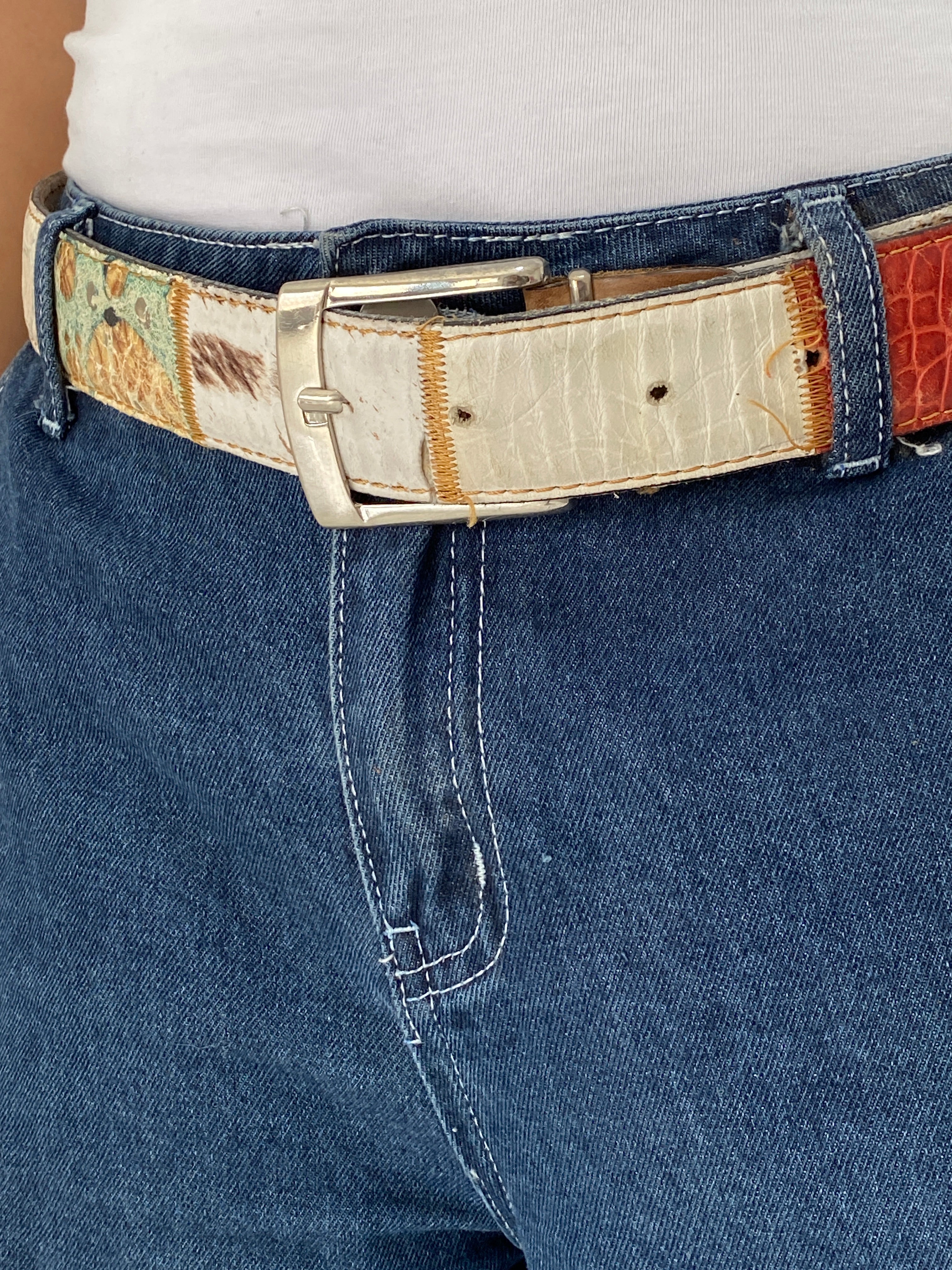 Vintage Greispel “R. Barbarossa” Patchwork Genuine Leather Western Style Belt