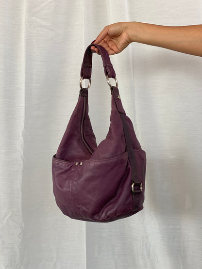 Purple Tignanello Leather Hobo Shoulder Bag