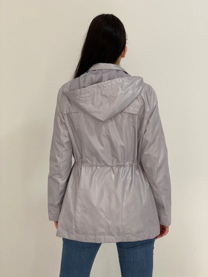 The Outerwear by C&A Metallic Silver Grey Hooded Utility Parka Jacket – L