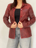 Vintage Arturo Paris Distressed Red Genuine Goat Leather Blazer Jacket - M