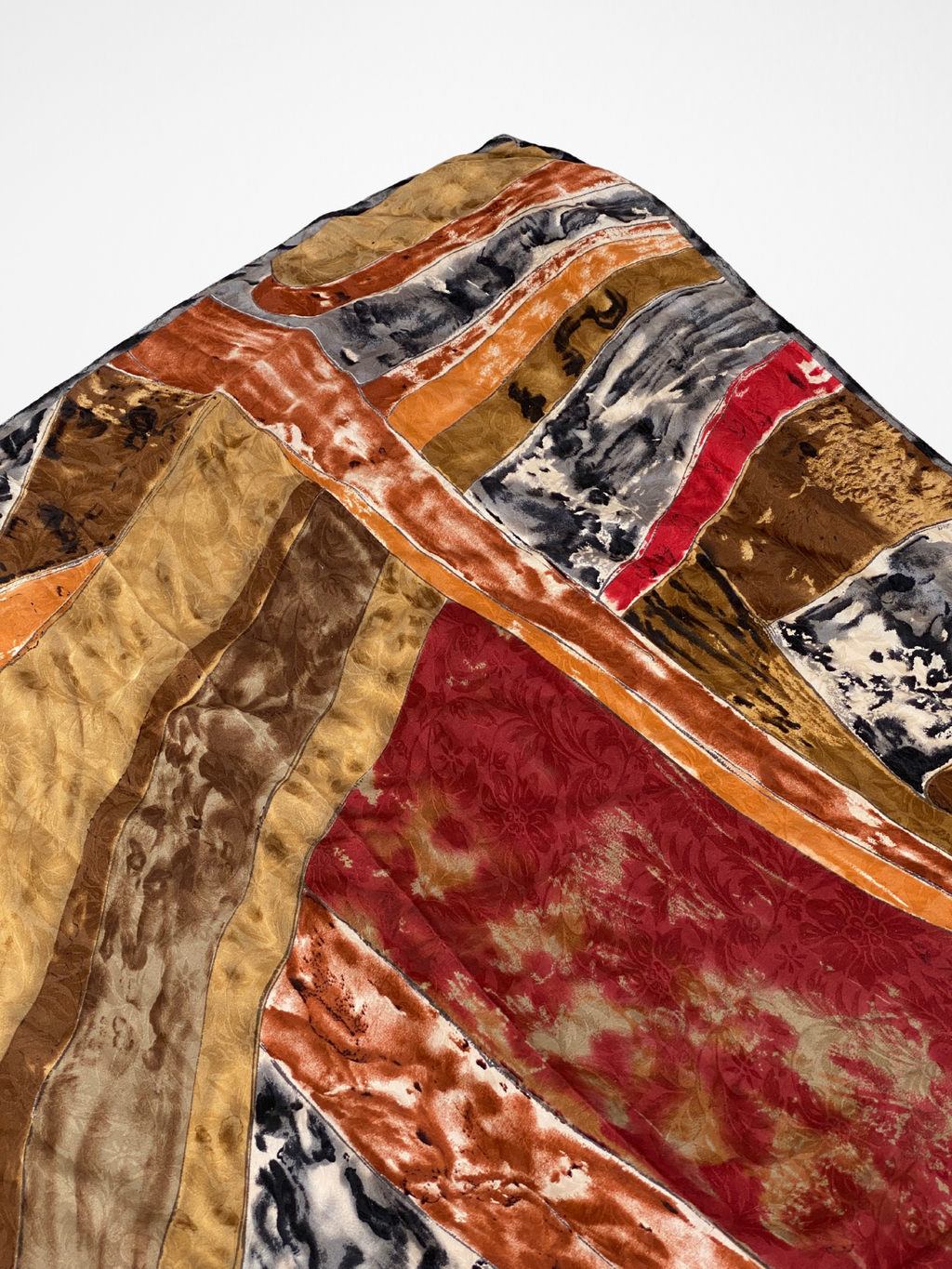 Vintage Abstract Painting Silk Floral Textured Square Scarf