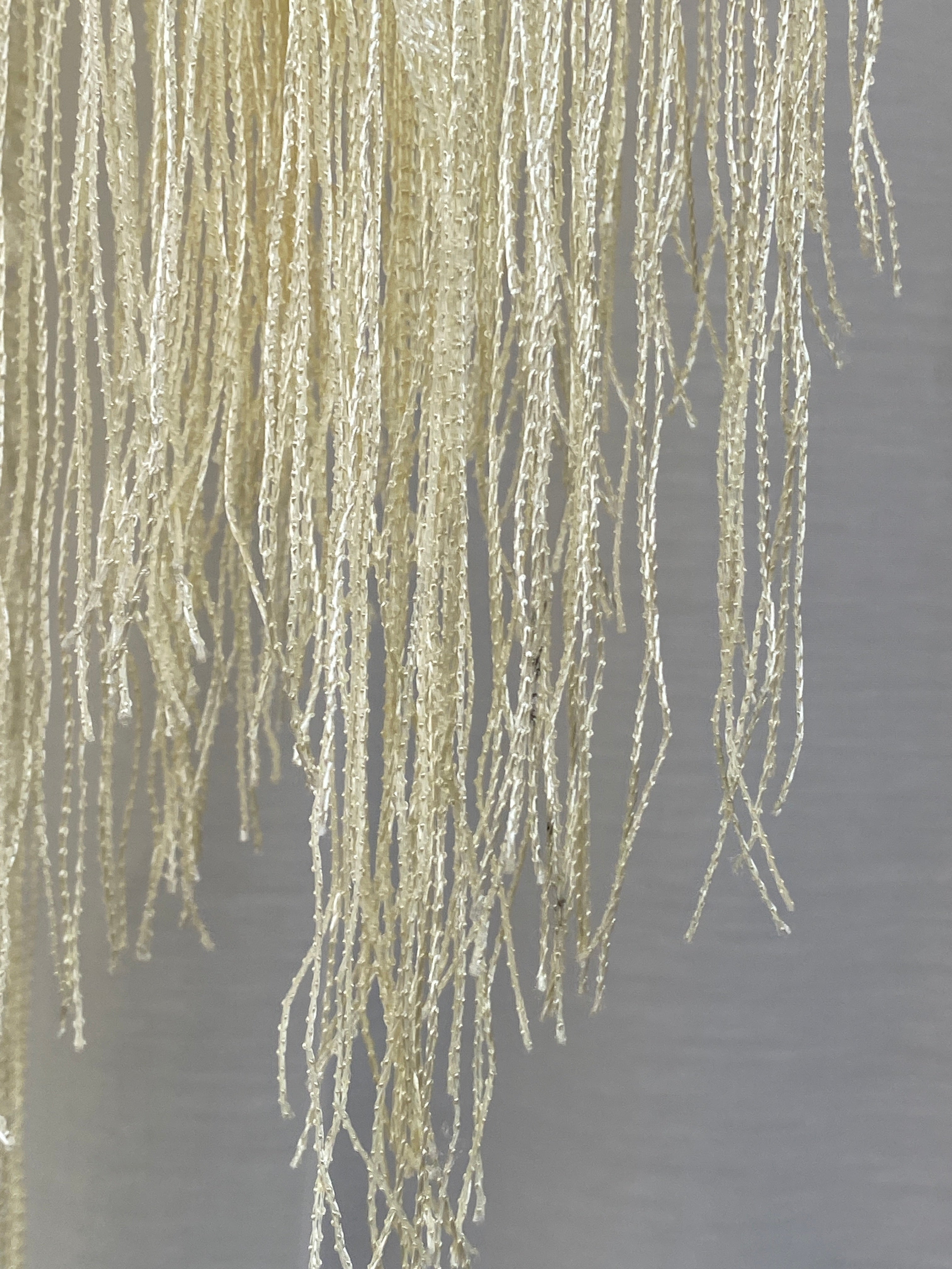 Cream Crochet Fringe Shawl – Boho Poncho Style Open Knit Wrap