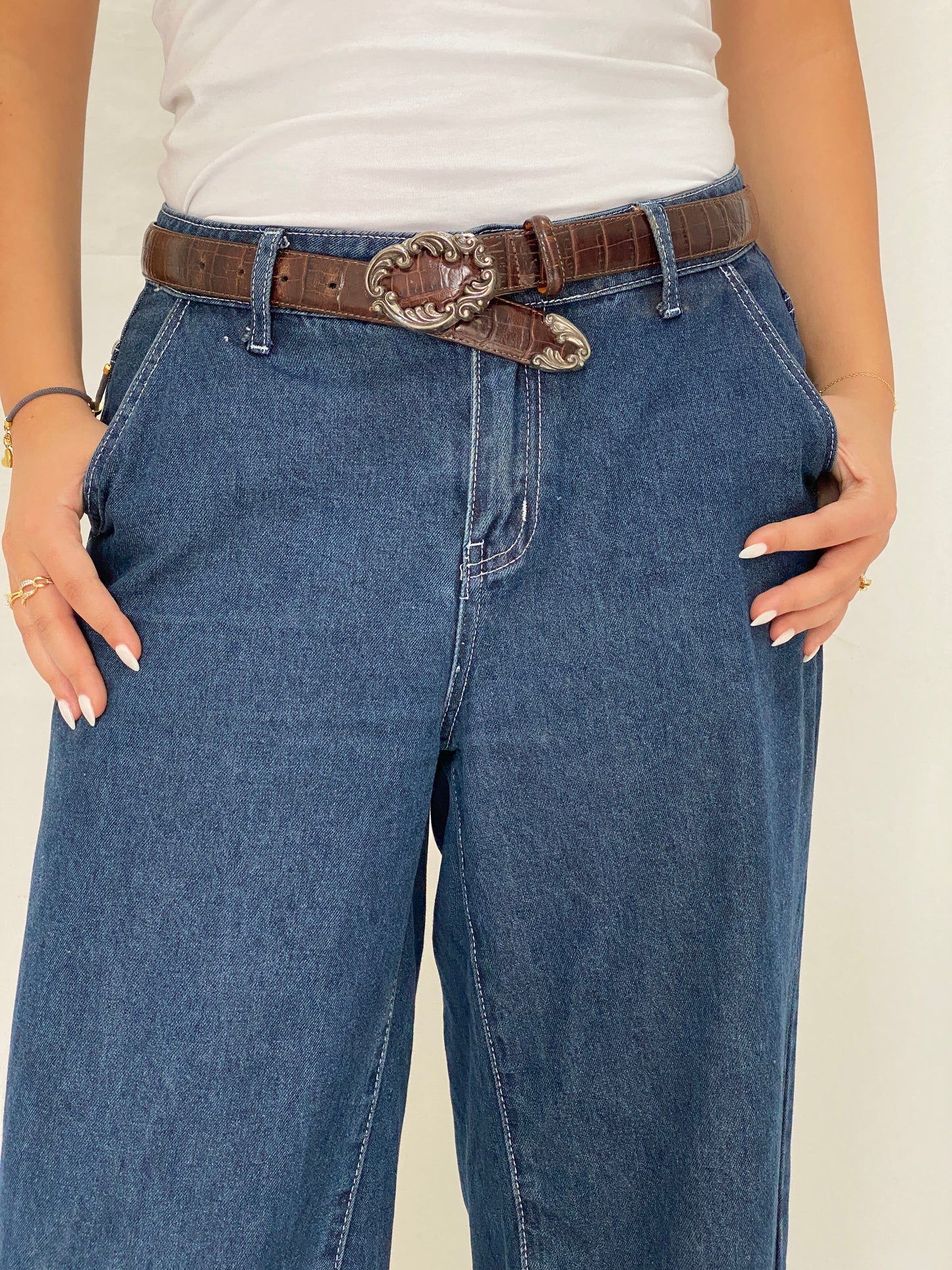 Vintage Brighton Brown Croc-Embossed Leather Western Y2K Classic Belt