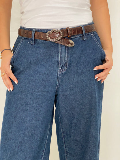 Vintage Brighton Brown Croc-Embossed Leather Western Y2K Classic Belt