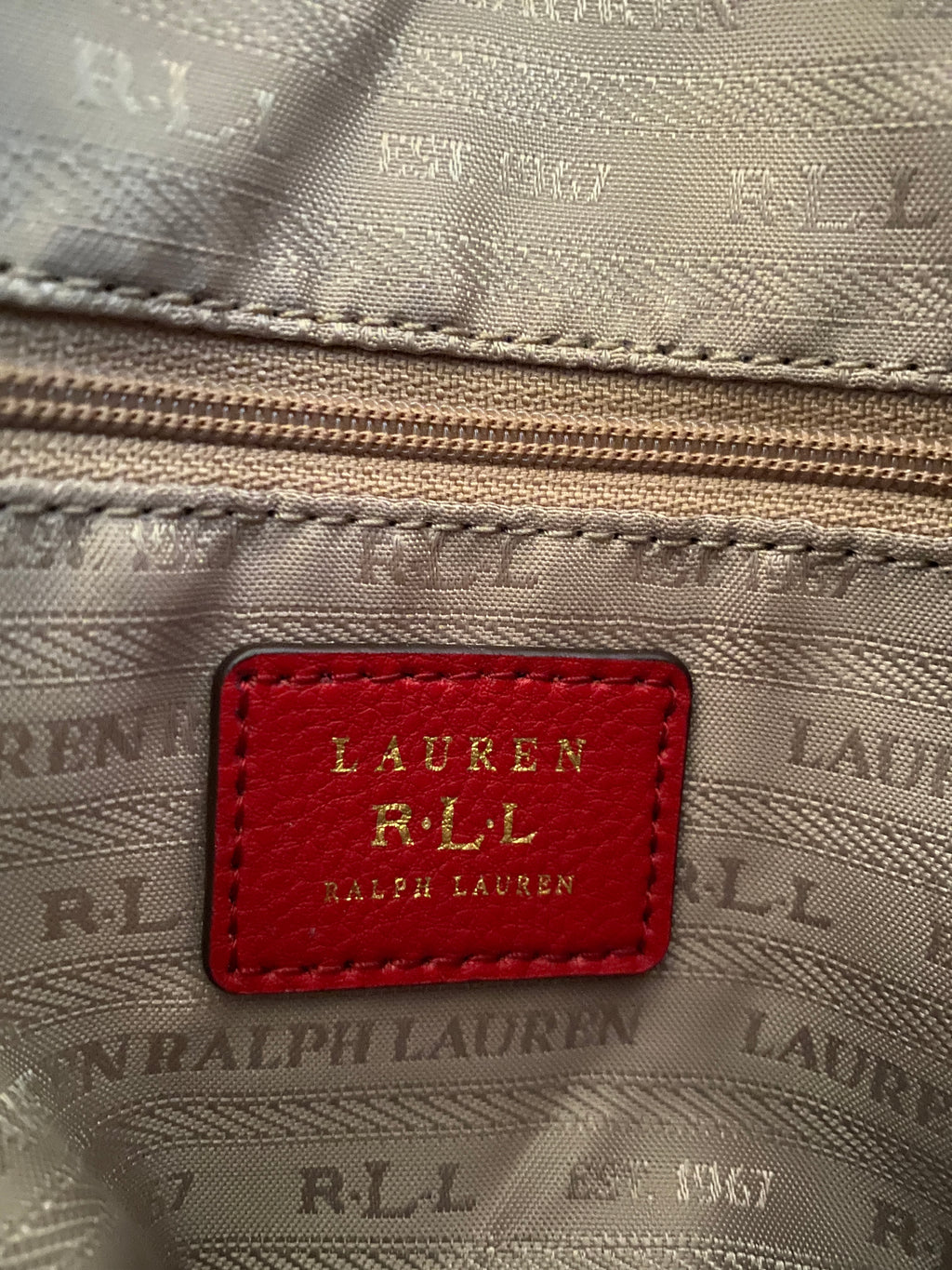 Lauren by Ralph Lauren Red Leather Messenger Crossbody Bag