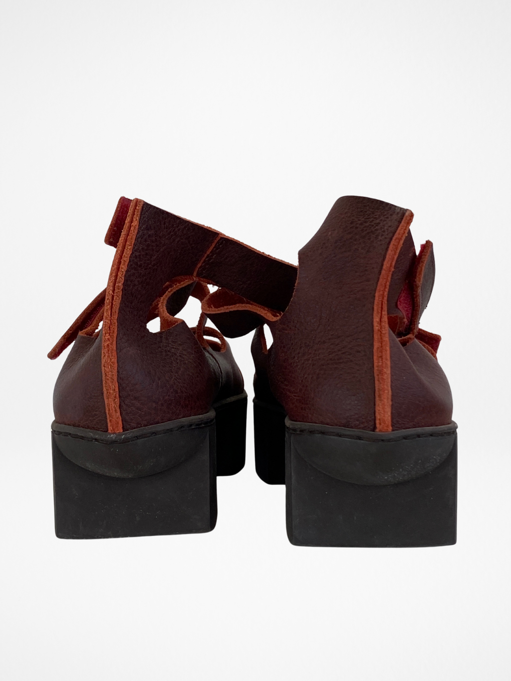 Trippen Burgundy Leather Platform Strappy Sandals – Handmade in Germany – Women’s Size 39EU