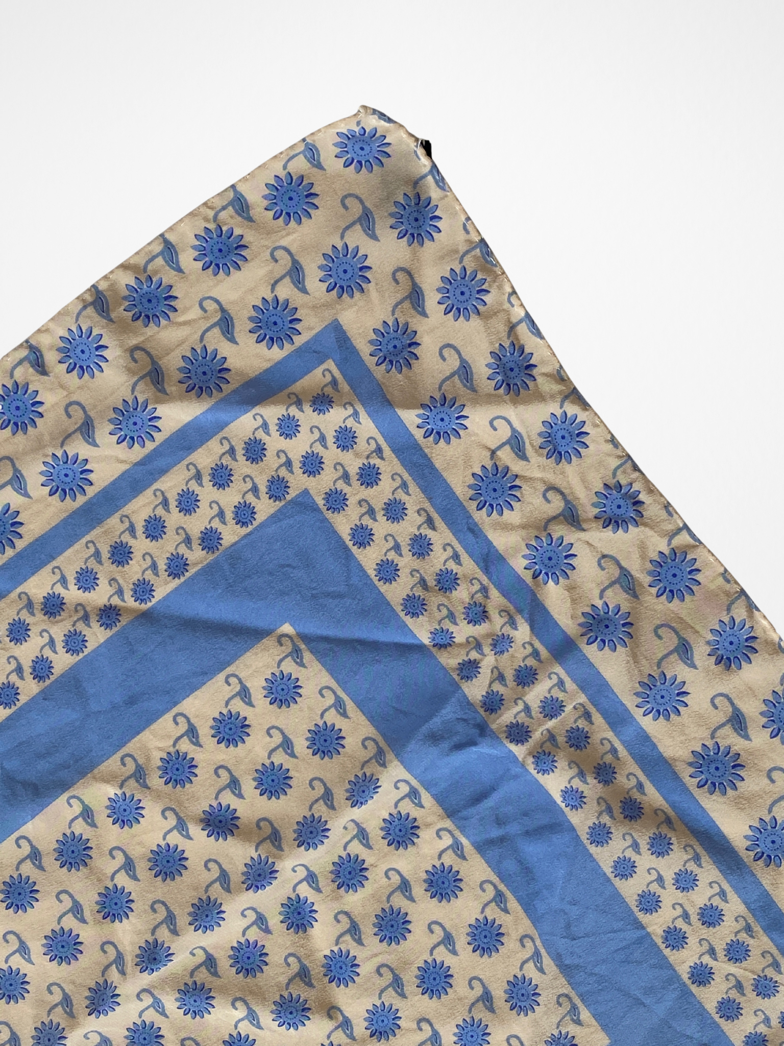 Vintage Prochownick Square Silk Blue & Beige Scarf