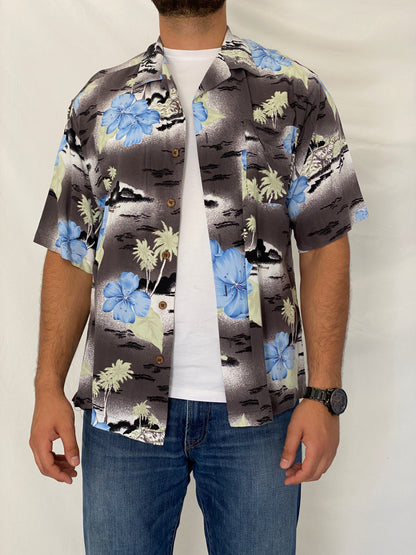 Vintage Original Island Sport Rayon Tropical Floral Camp Shirt – L