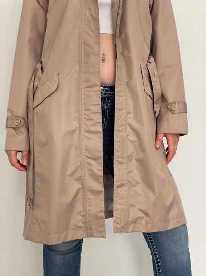 Vintage Cecilia Classics Beige Hooded Belted Trench Coat – L
